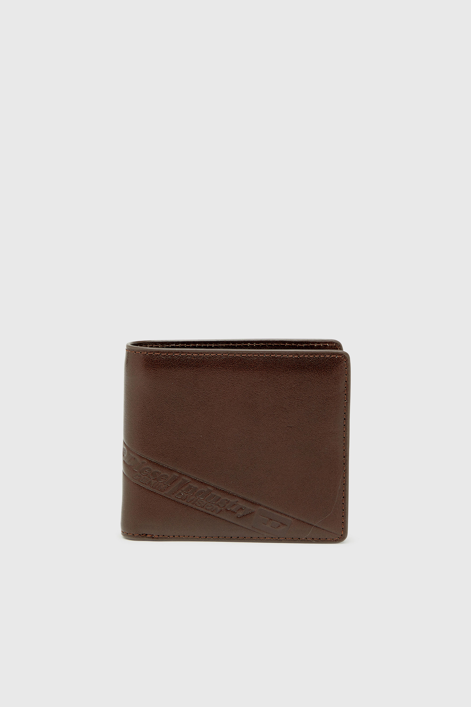 Bi-fold leather wallet with embossed logo