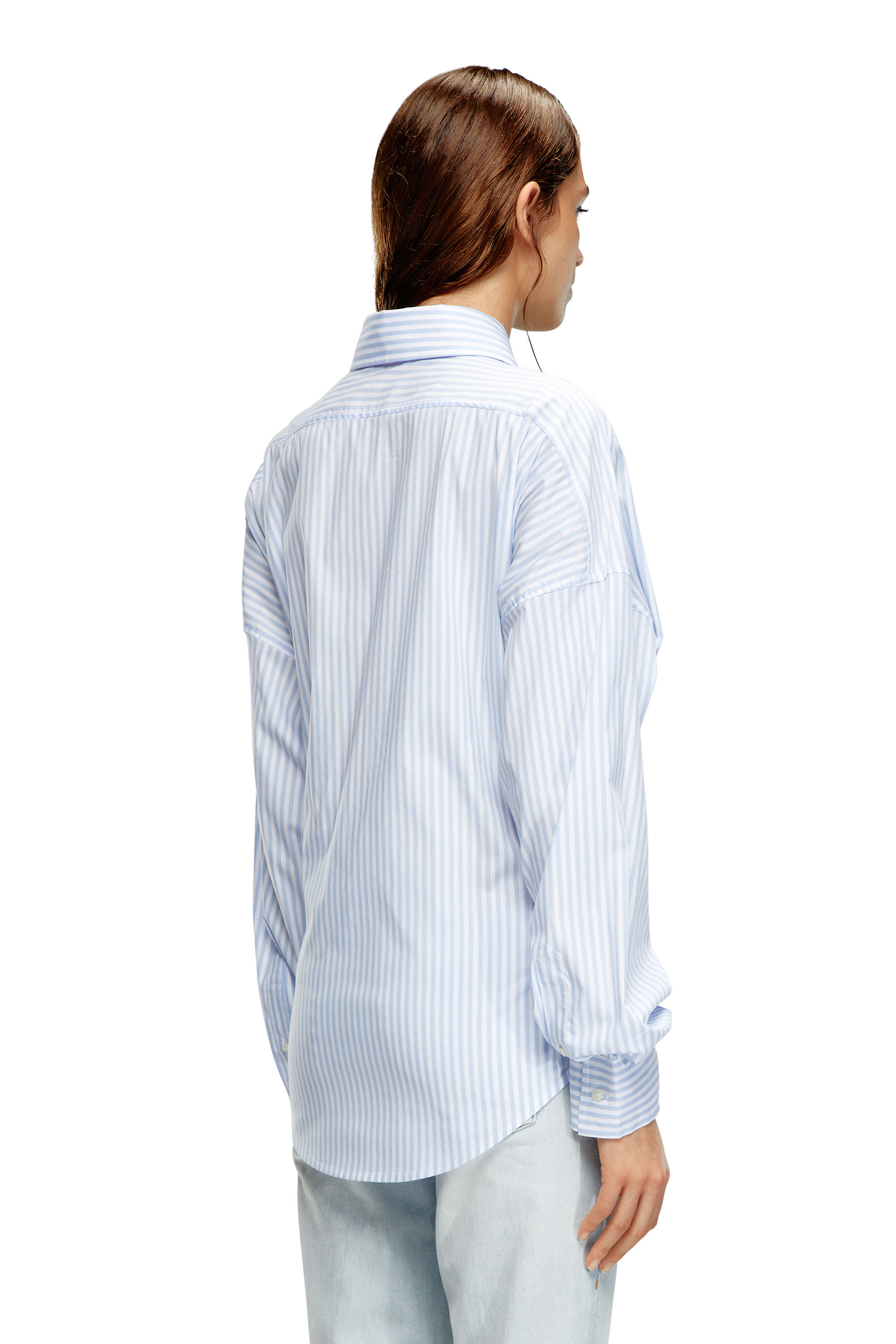 Diesel - C-SIZ-N2, Woman Striped wrap shirt with embossed logo in Blue - Image 4
