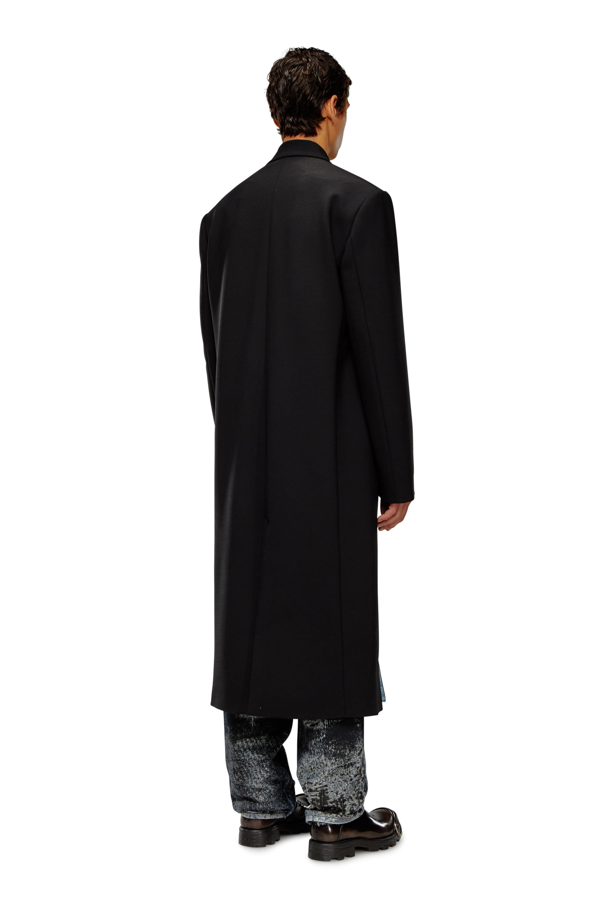 Diesel - J-RITZ, Man Longline cool wool coat in denim detail in Black - Image 4