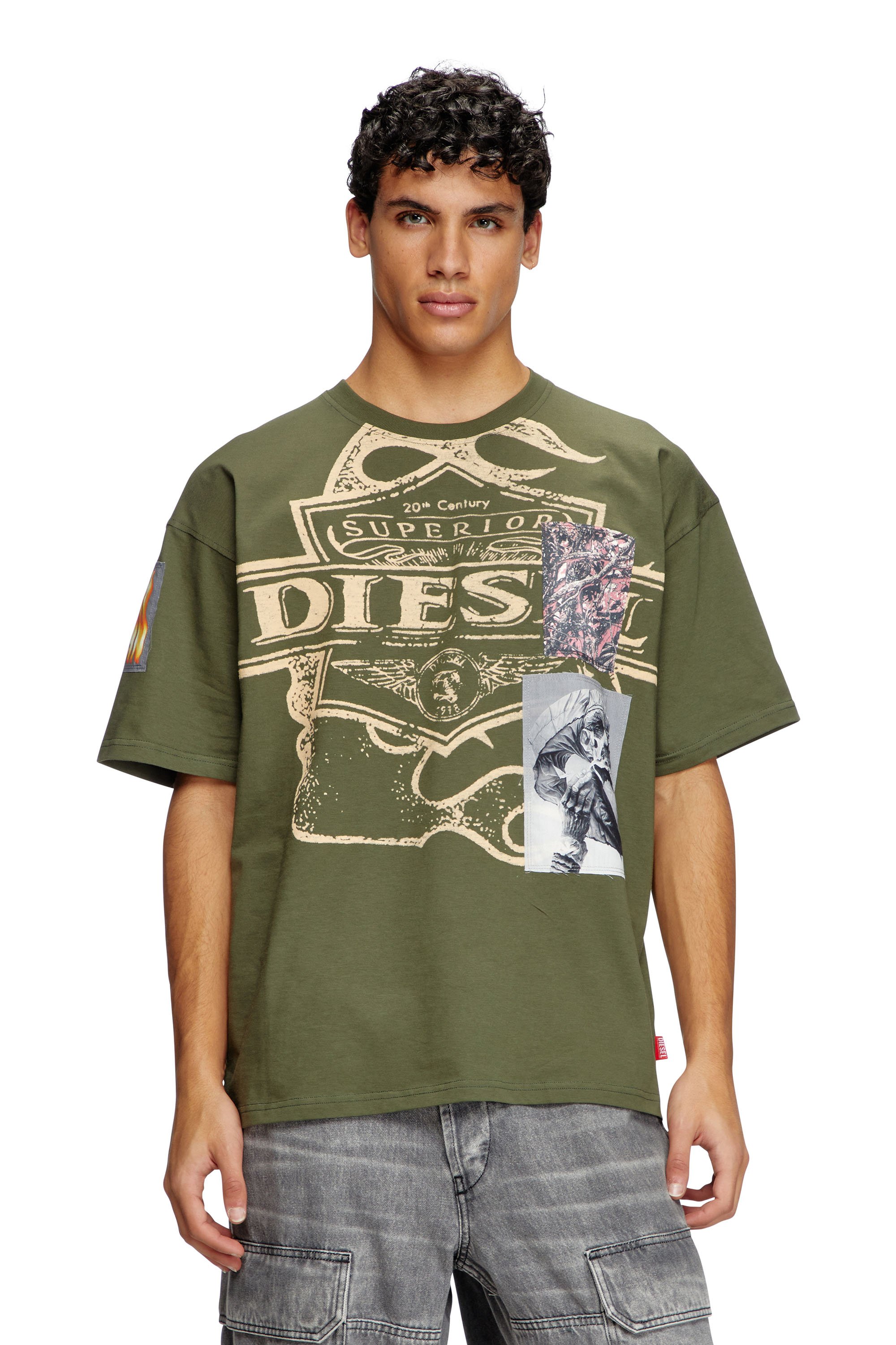 Diesel - T-BOXT-SLITS-R8, Man's T-shirt with patch detail in null - 1