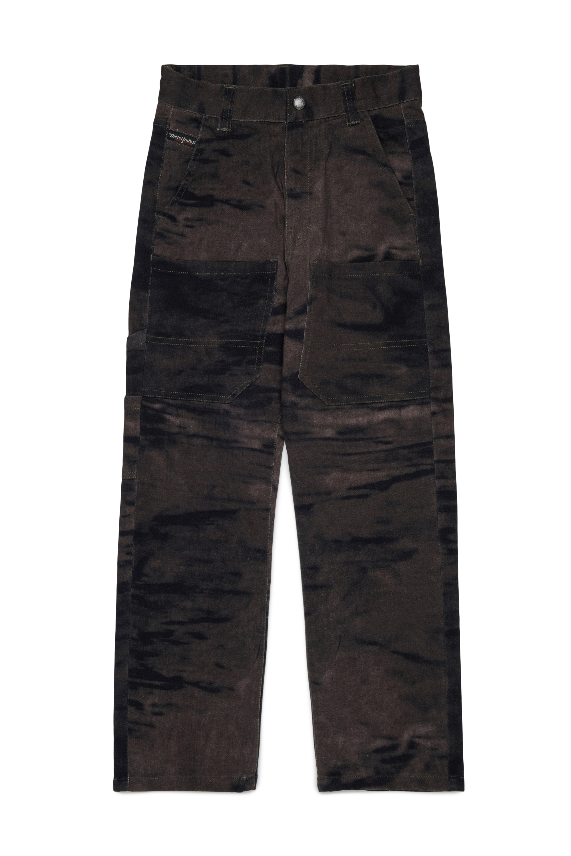 Diesel - PJAKE, Man's Cotton pants in stretch cotton with streaky effect in Green - 1