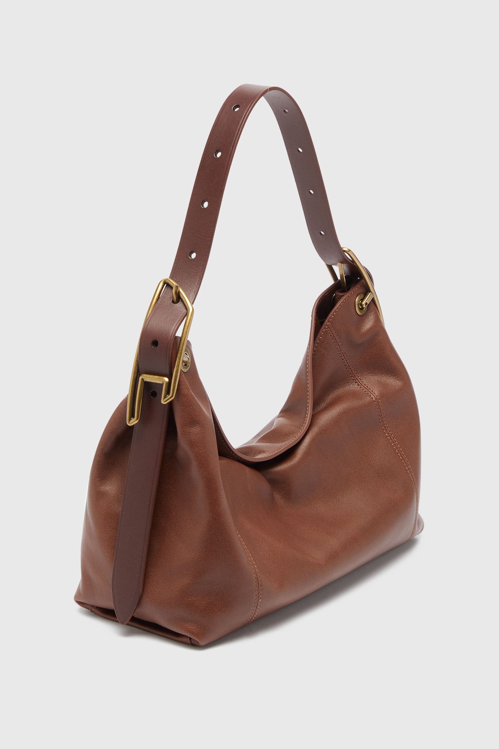Diesel - D-LINE HOBO S, Woman's D-Line-Shoulder bag in leather in Dark Brown - 2