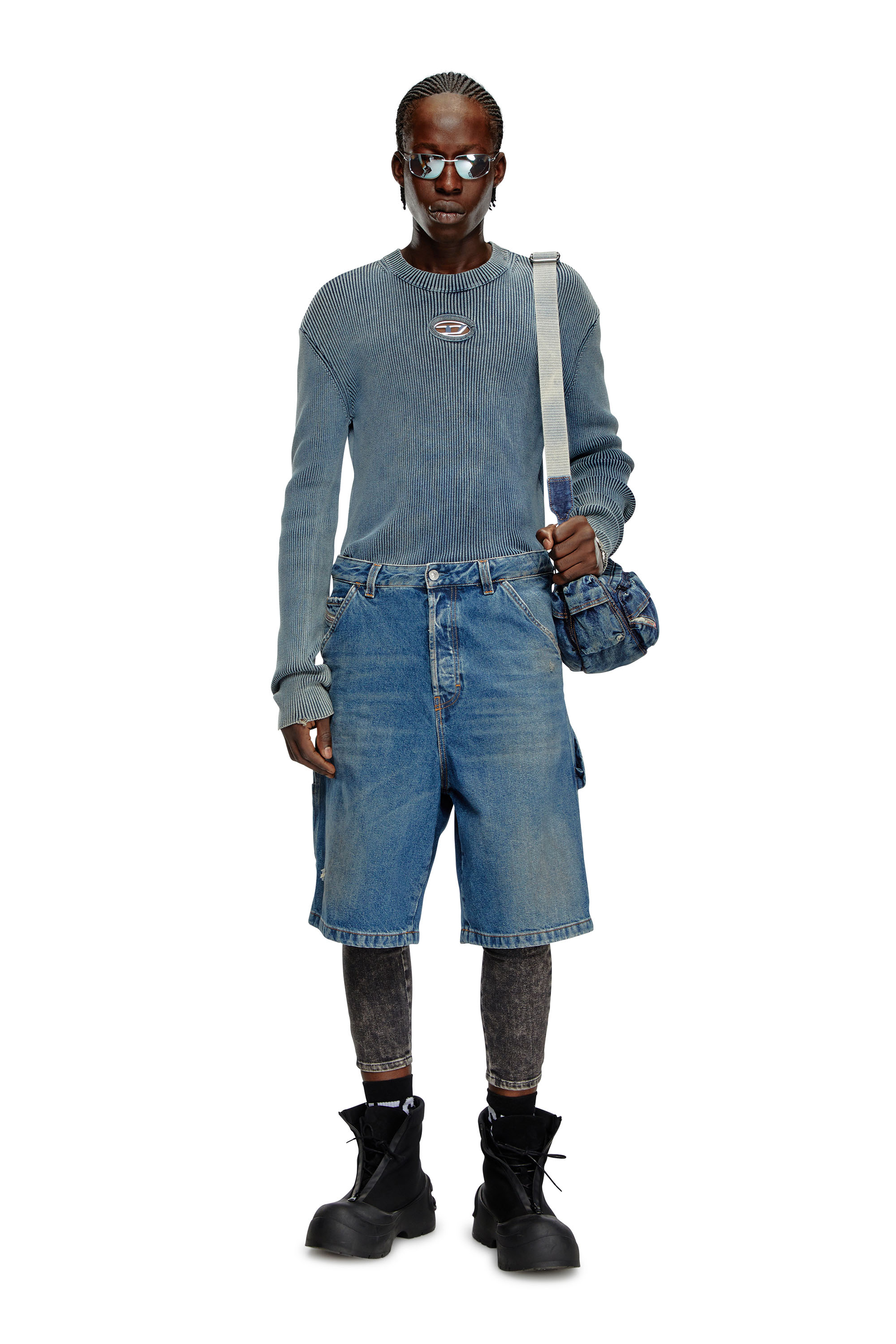 Diesel - K-DARIN-A, Man Cut-out jumper with Oval D in Blue - Image 2