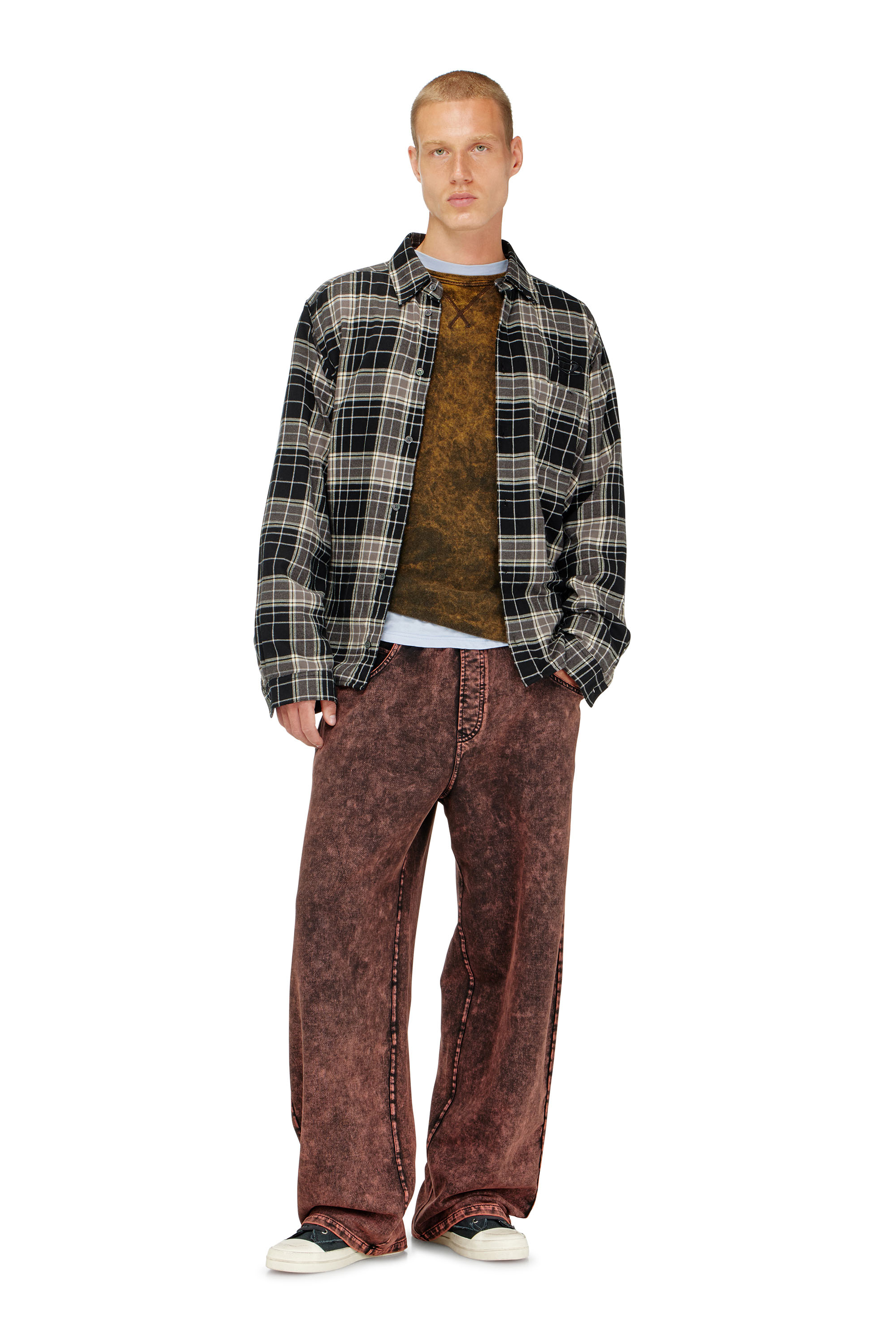 Diesel - T-BOXT-LS-RAW, Man's Acid-wash long-sleeve T-shirt with frayed details in null - 1