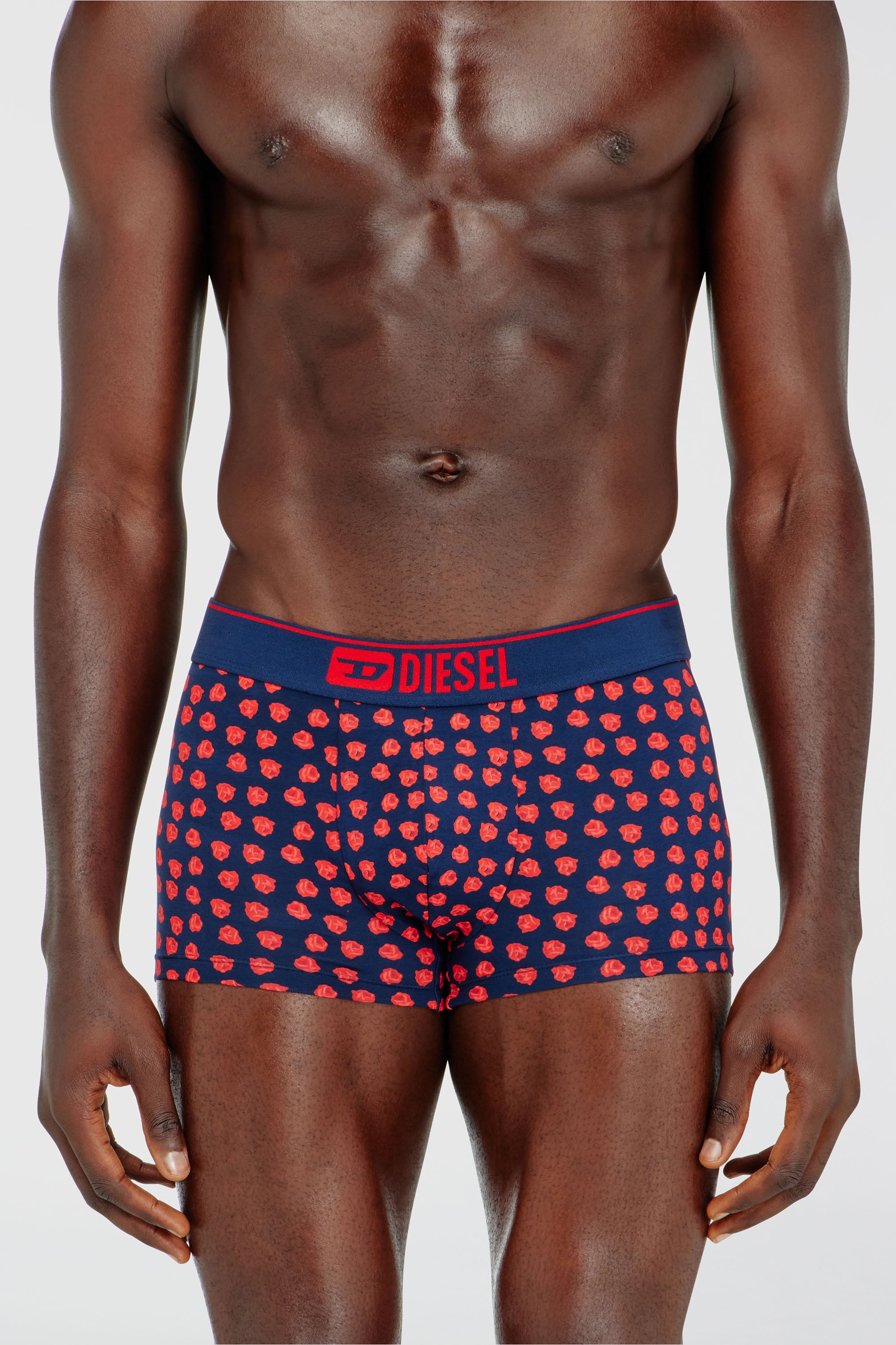 Diesel - DAMIEN-D-BOX-3PACK, Man's Three-pack boxer briefs with rose print in Red/Blue - 2