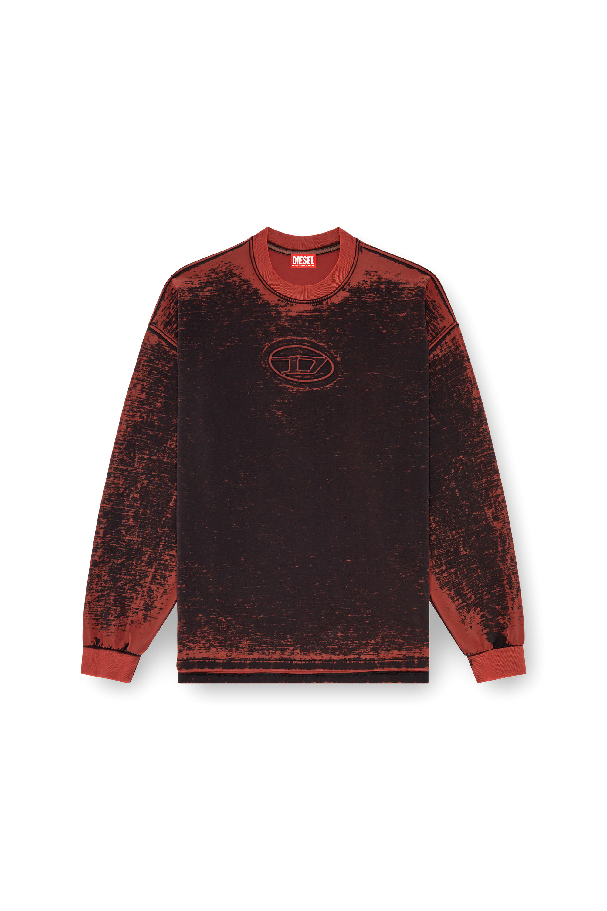 Diesel - S-BAXT-Q1, Man Burnout sweatshirt with embossed Oval D in Red - Image 3
