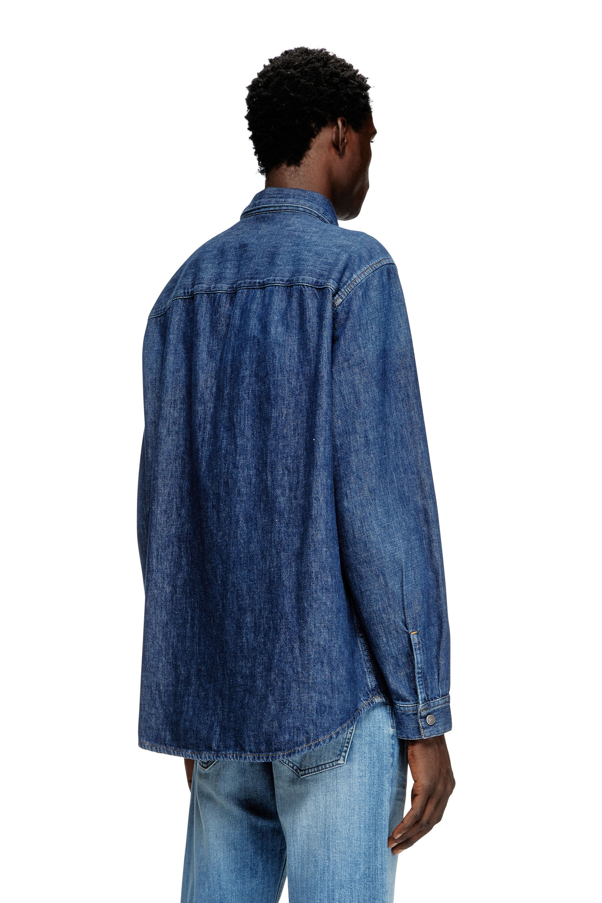 Diesel - D-SIMPLY, Man's Shirt in denim in Dark Blue - 4