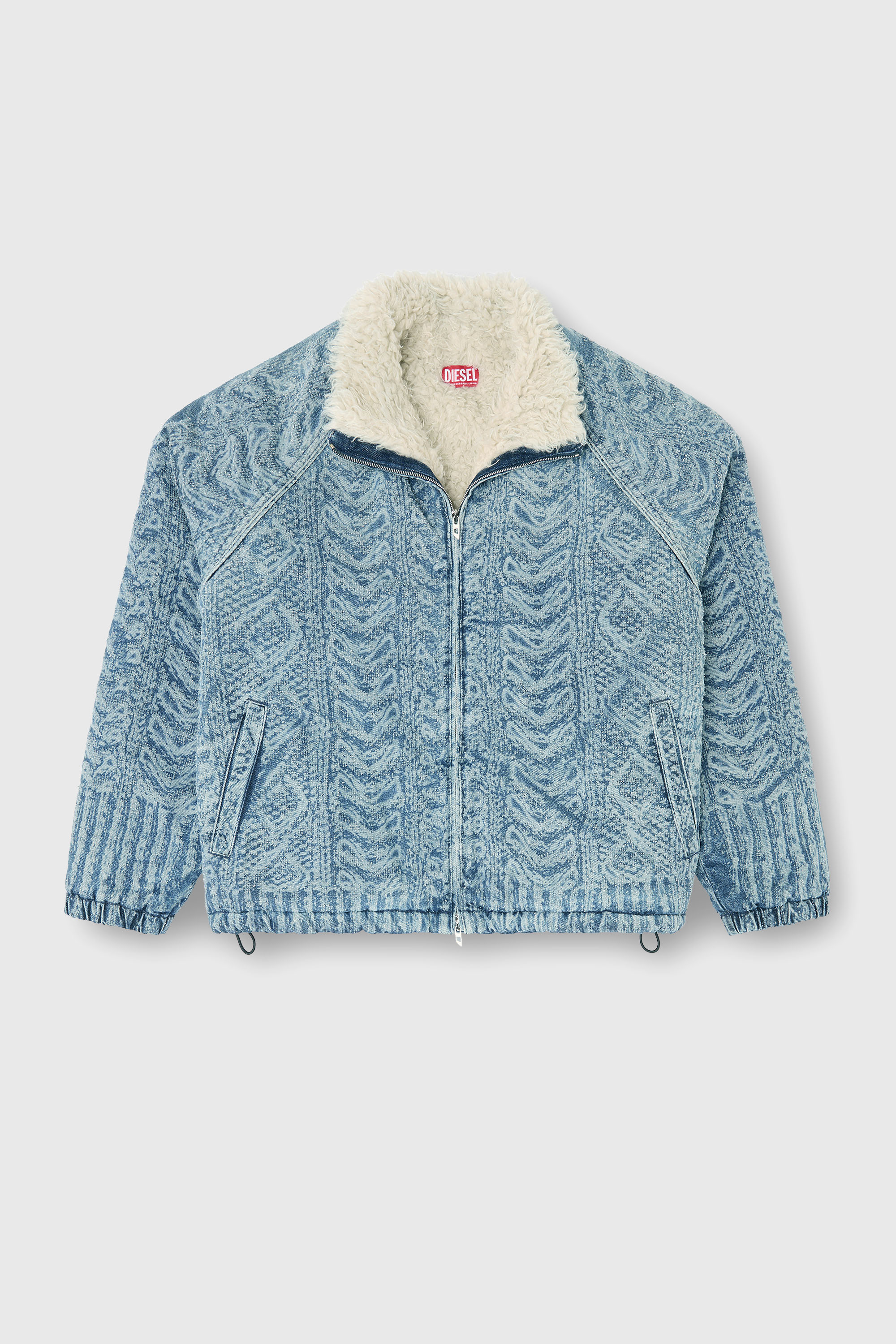 Diesel - D-KRAPS-S, Man's Jacket in cable-knit-effect denim in Medium blue - 2