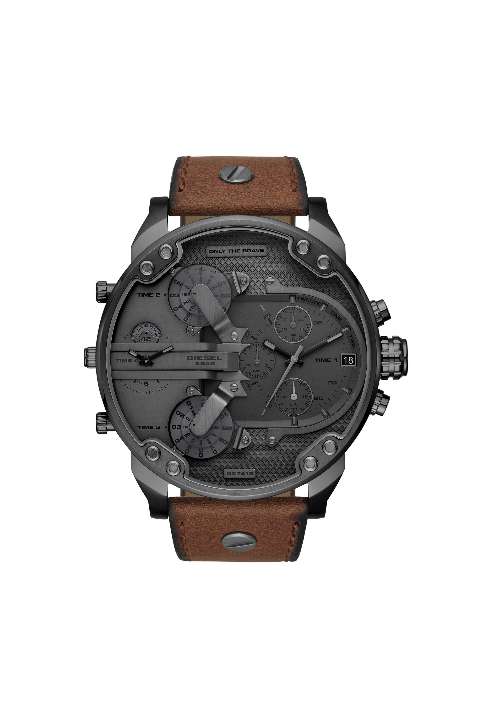 Diesel - DZ7413, Man's Mr. Daddy 2.0 chronograph watch in brown leather in Brown/Black - 1
