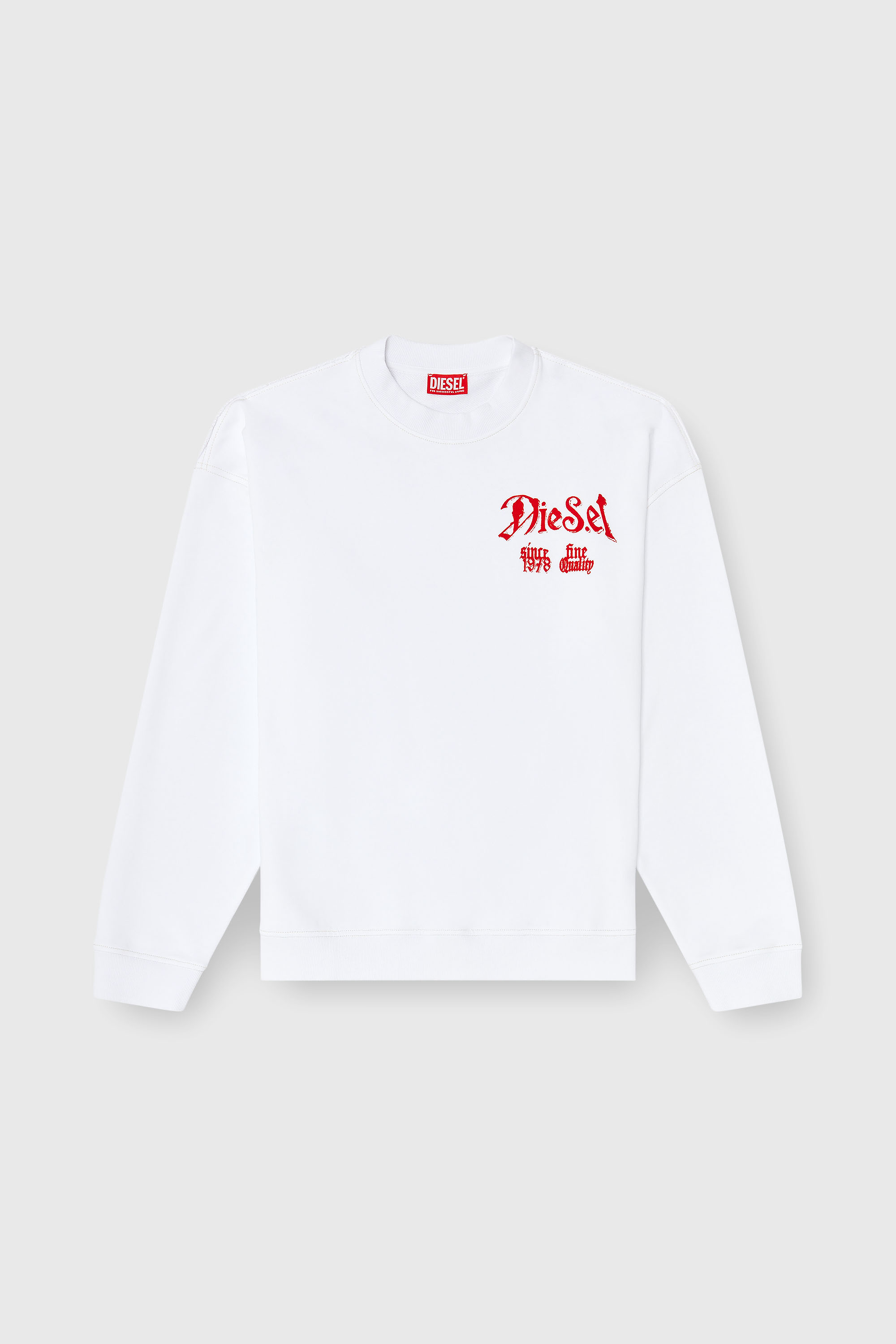 Diesel - S-BOXT-AA2, Man's Cotton sweatshirt with flocked graphics in White - 2