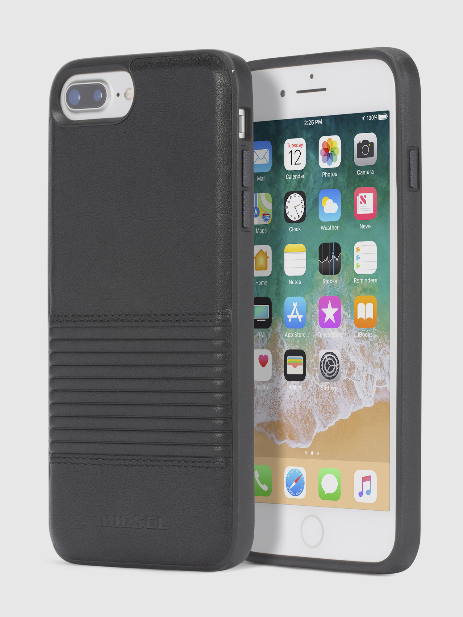 BLACK LINED LEATHER IPHONE 8/7/6s/6 CASE