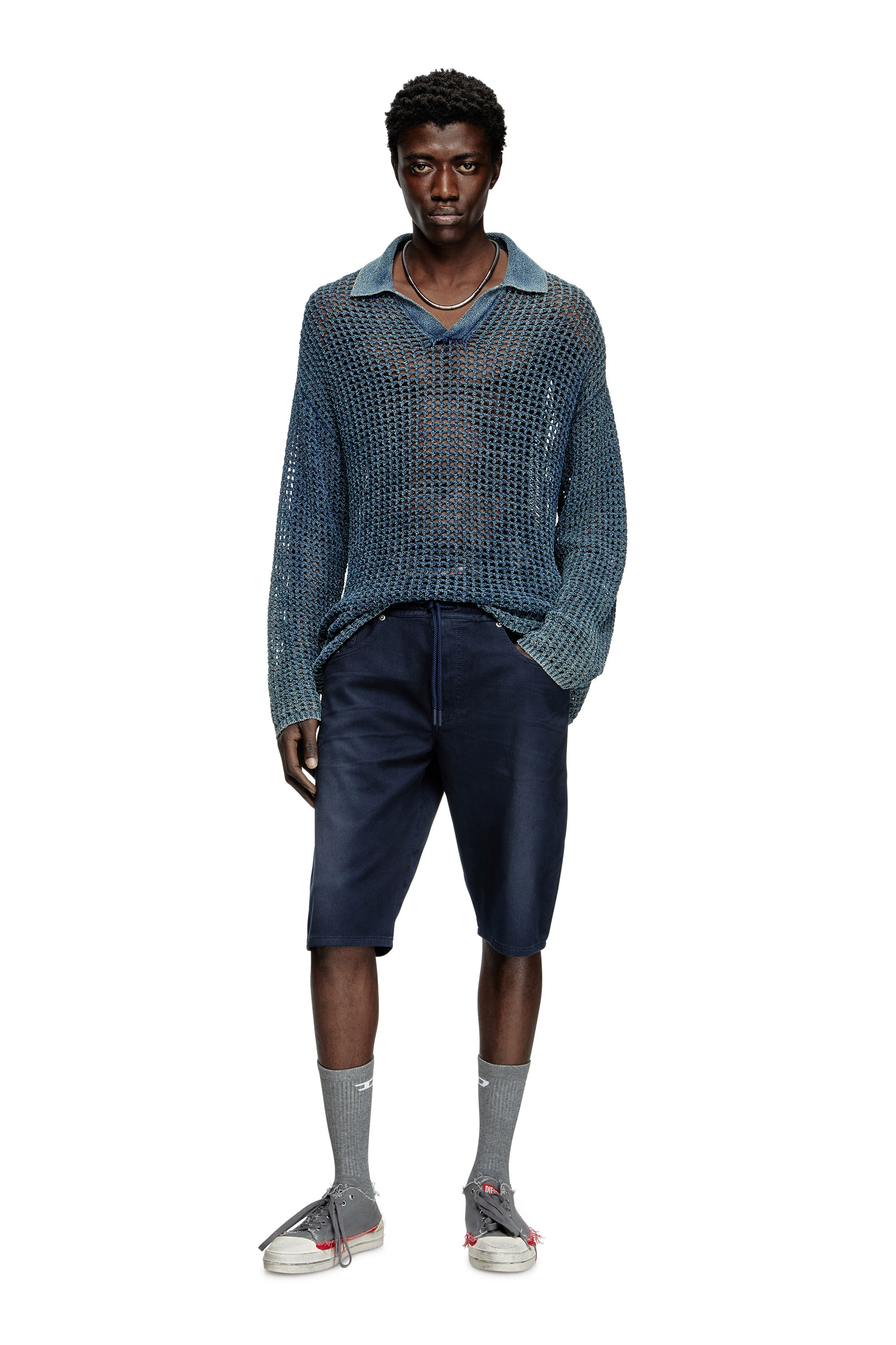 Diesel - 2033 D-KROOLEY-SHORT JOGG, Man's Chino shorts in JoggJeans in Dark Blue - 1