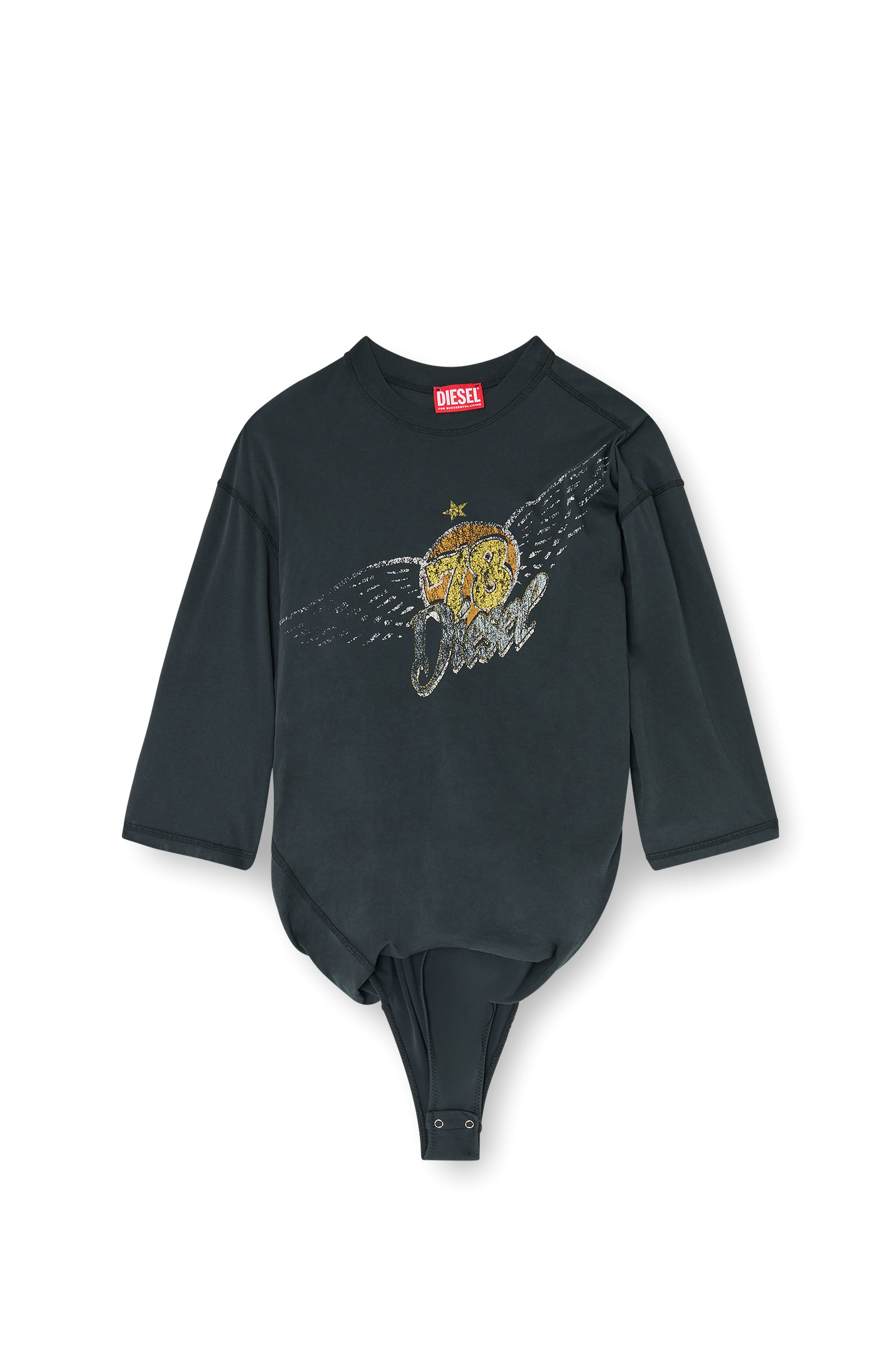 Diesel - T-MILLA-JER, Woman's T-shirt bodysuit with concert graphics in Black - 3