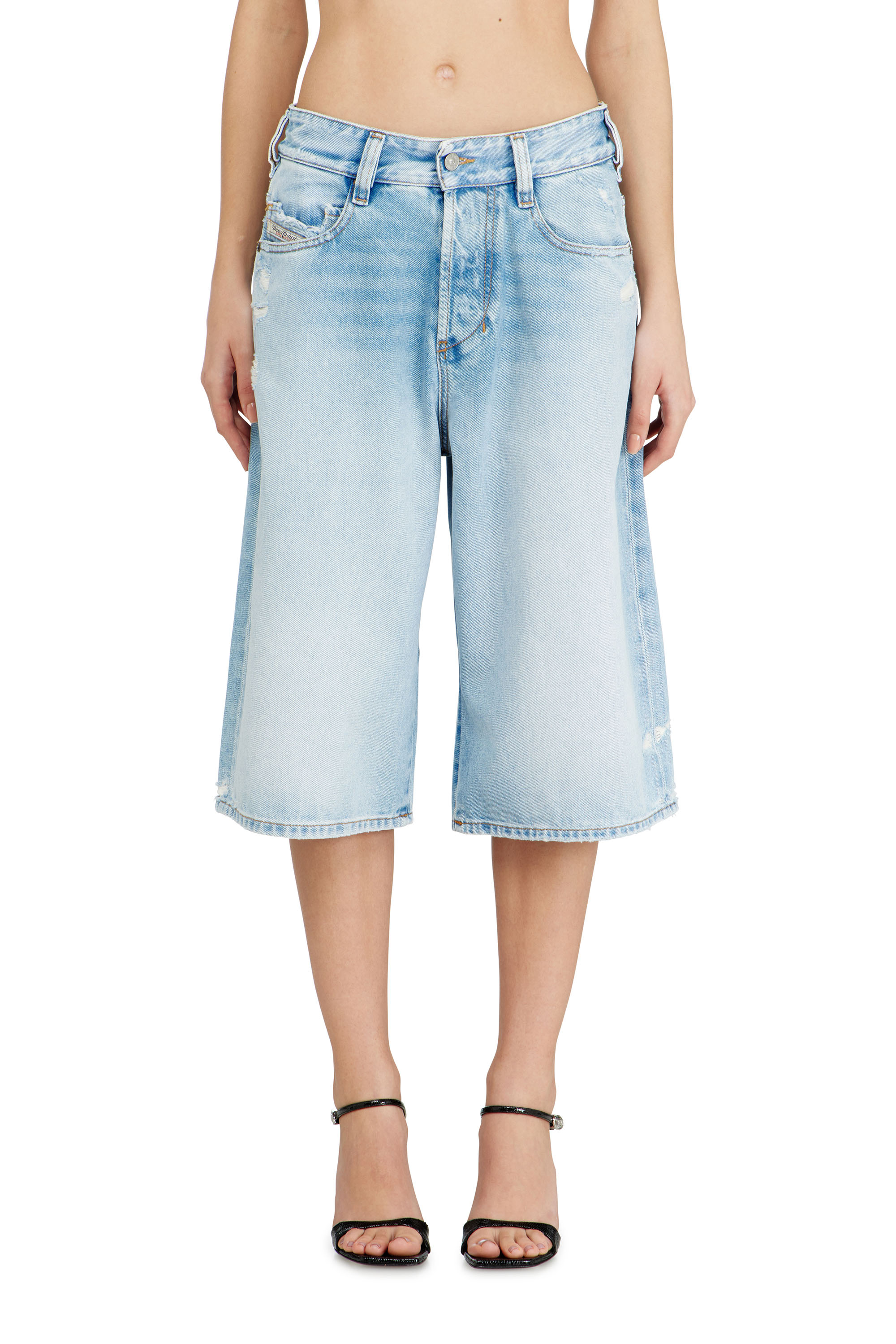 Diesel - D-ENIM-M-SHORT, Unisex's Shorts in destroyed denim in Light Blue - 3