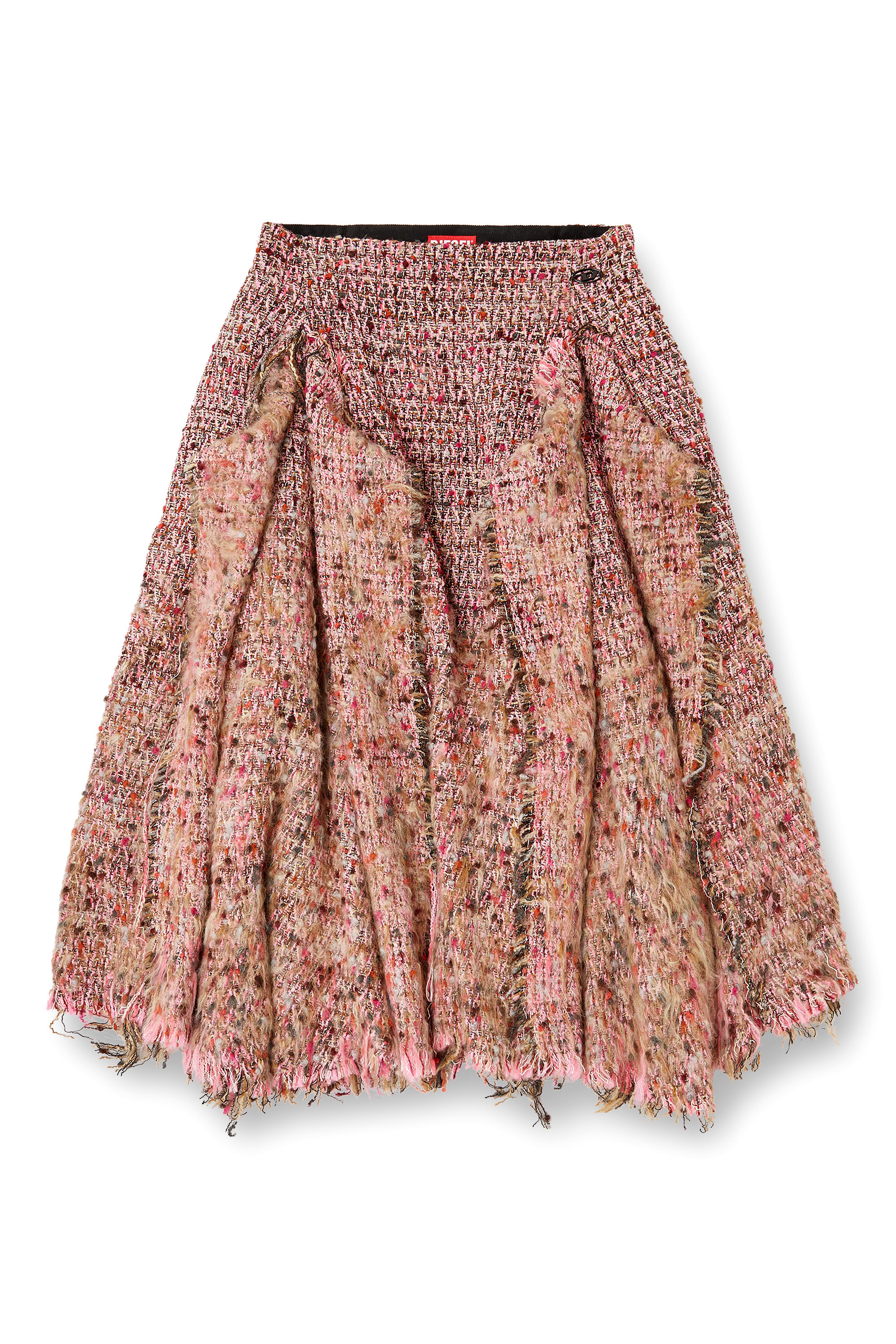 Diesel - O-RIELLA, Woman's Brushed boucl&eacute; skirt with frayed hem in Pink - 2