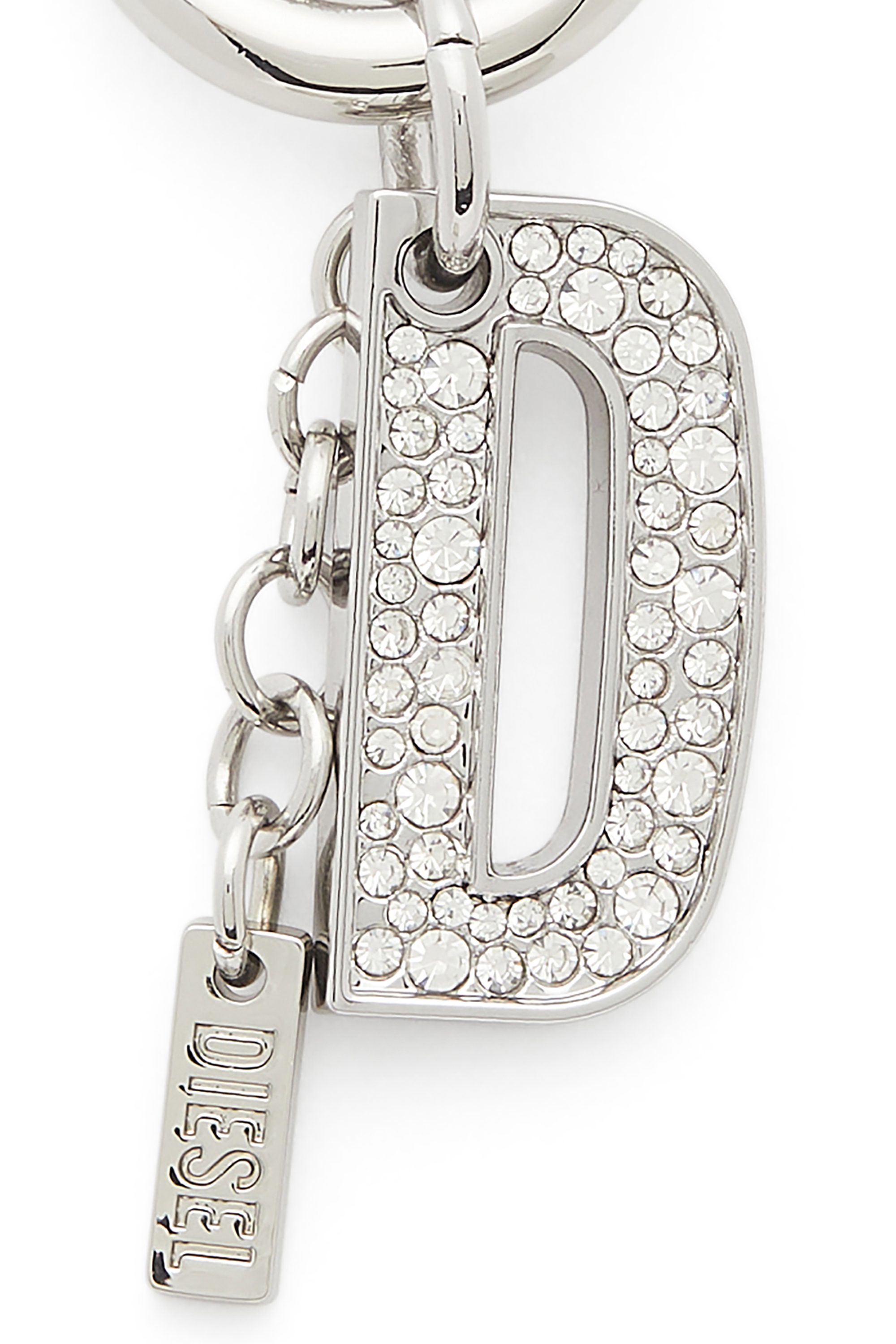 Diesel - CHARM-D, Woman's Metal keyring charm with crystal D in Silver - 3