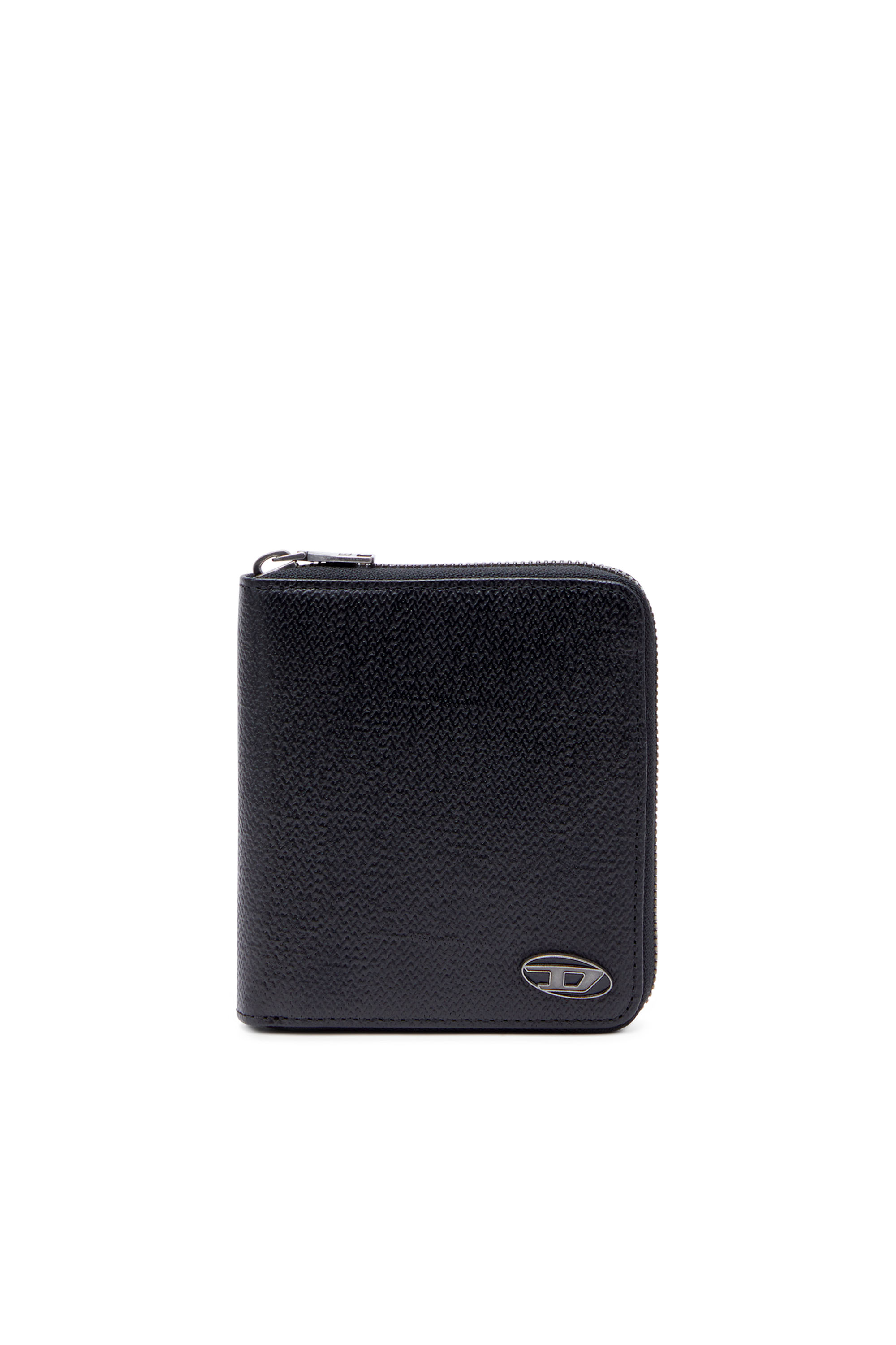 Diesel - BI-FOLD COIN ZIP M, Man's Zip wallet in textured leather in Black - 1