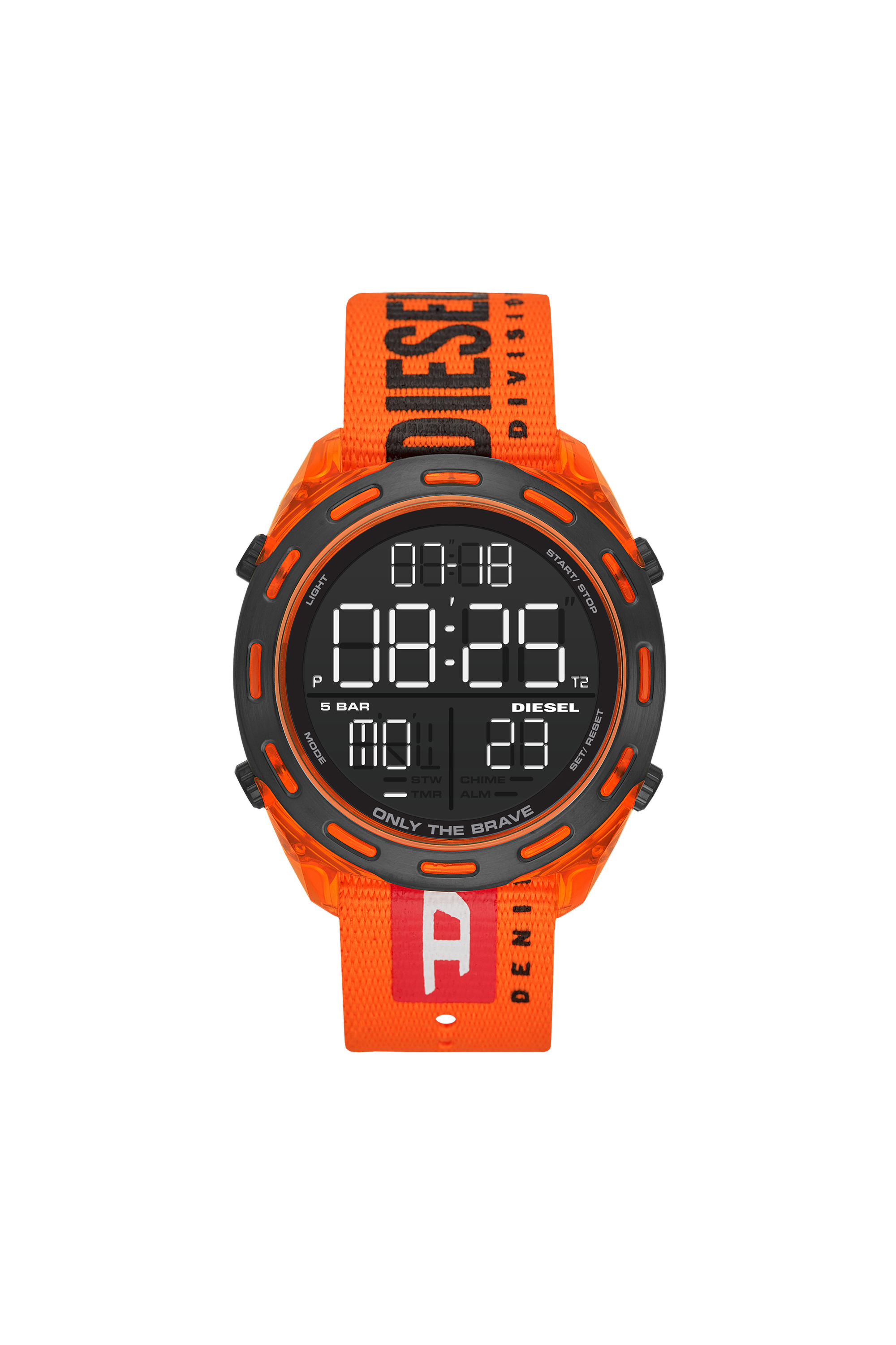 Diesel - DZ1896, Man's Crusher digital orange nylon watch in Orange Fluo - 1