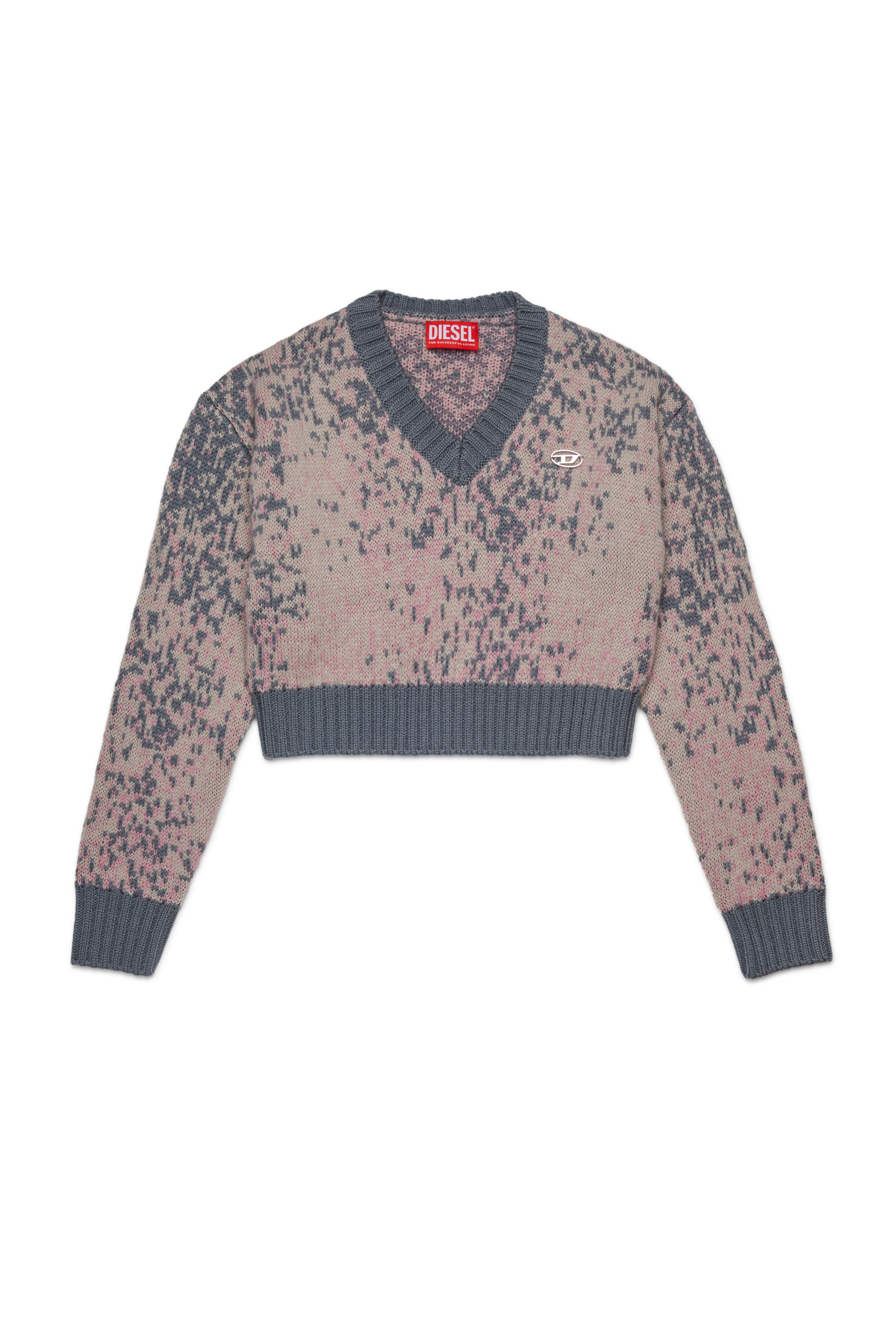 Diesel - KMRENZA, Woman's Wool sweater with V-neck in Pink - 1