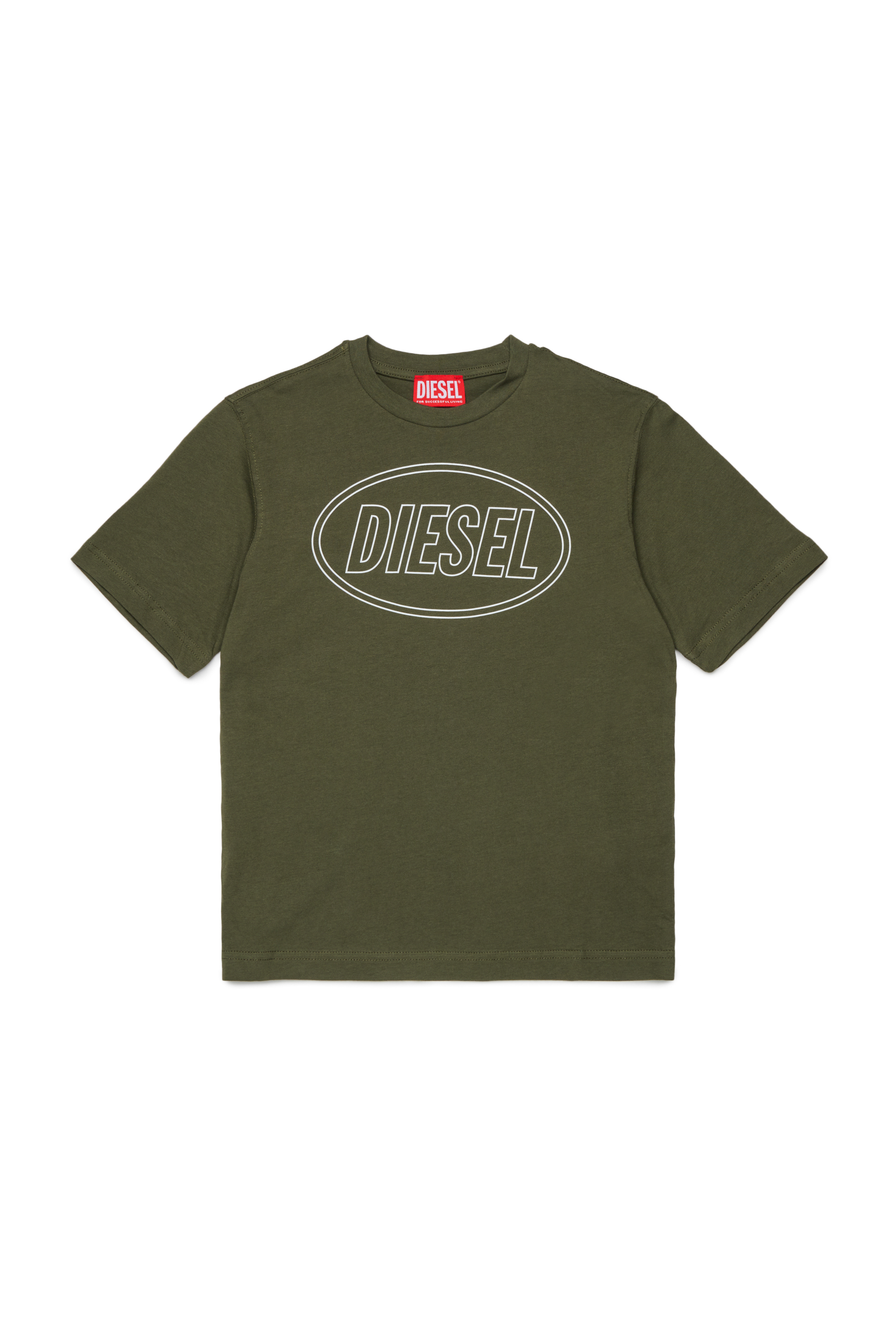 Diesel - TCIRCLE OVER, Man's Cotton T-shirt with Diesel print in Military Green - 1