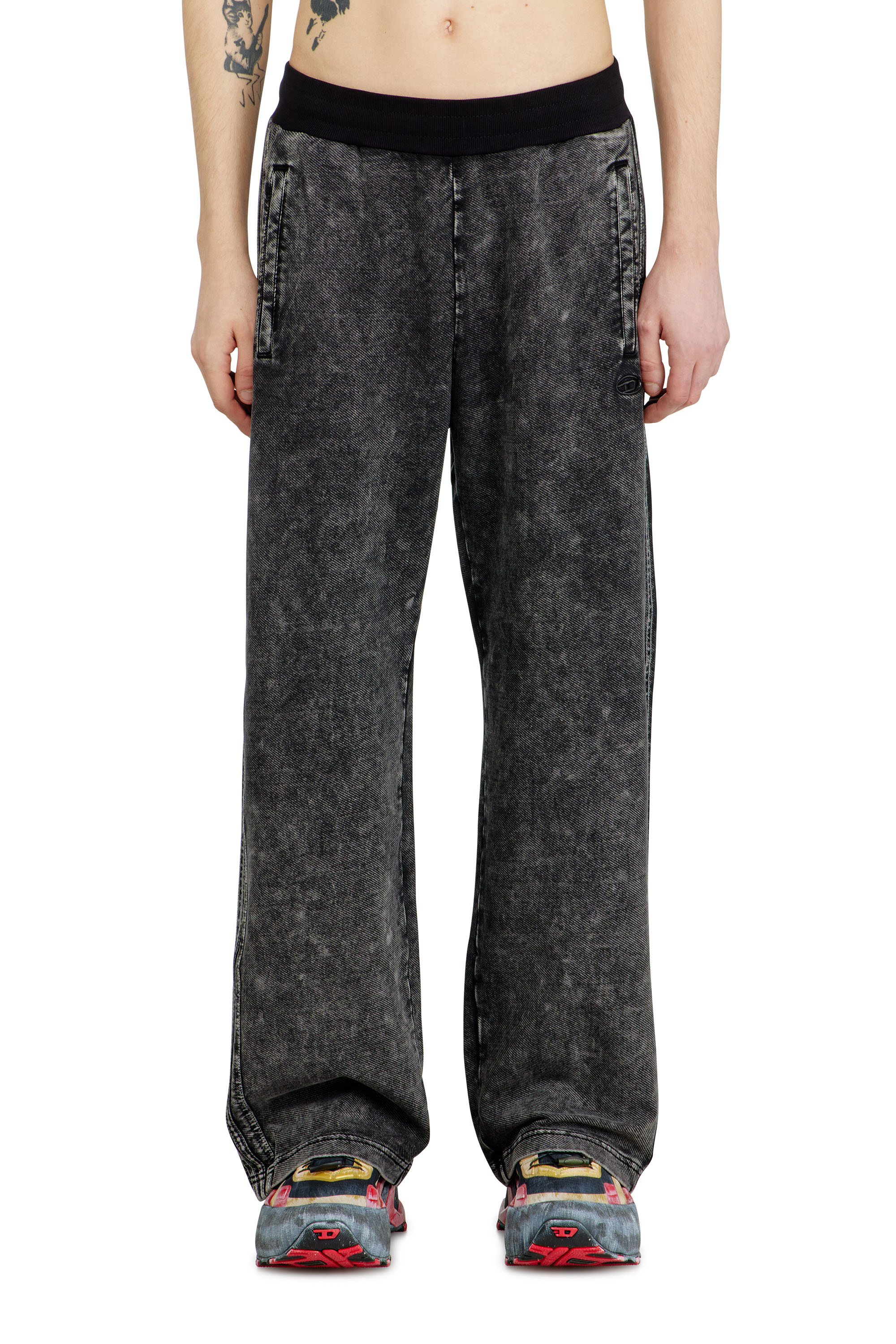 Diesel - P-ALT, Man's Denim-look sweatpants with side bands in null - 2