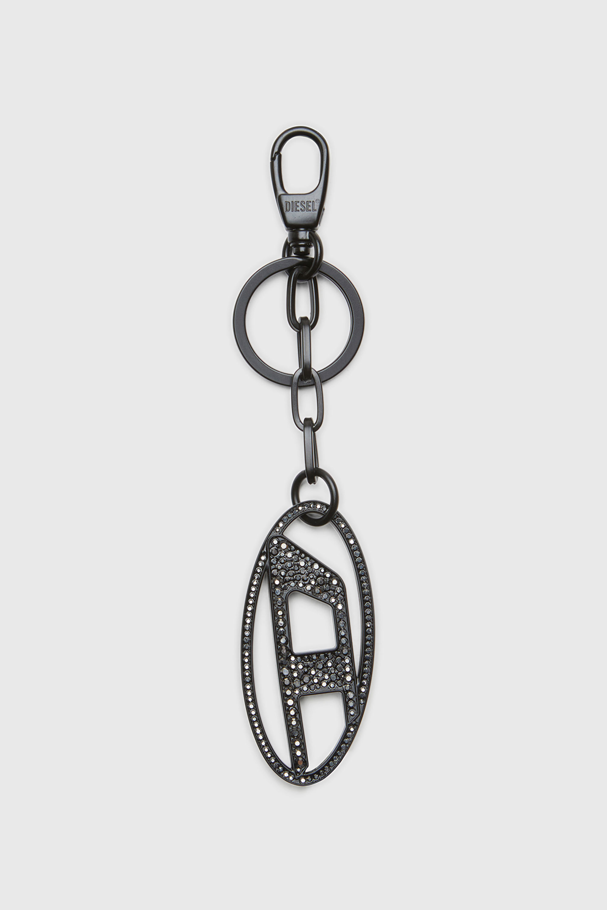 Metal Oval D keyring with crystals