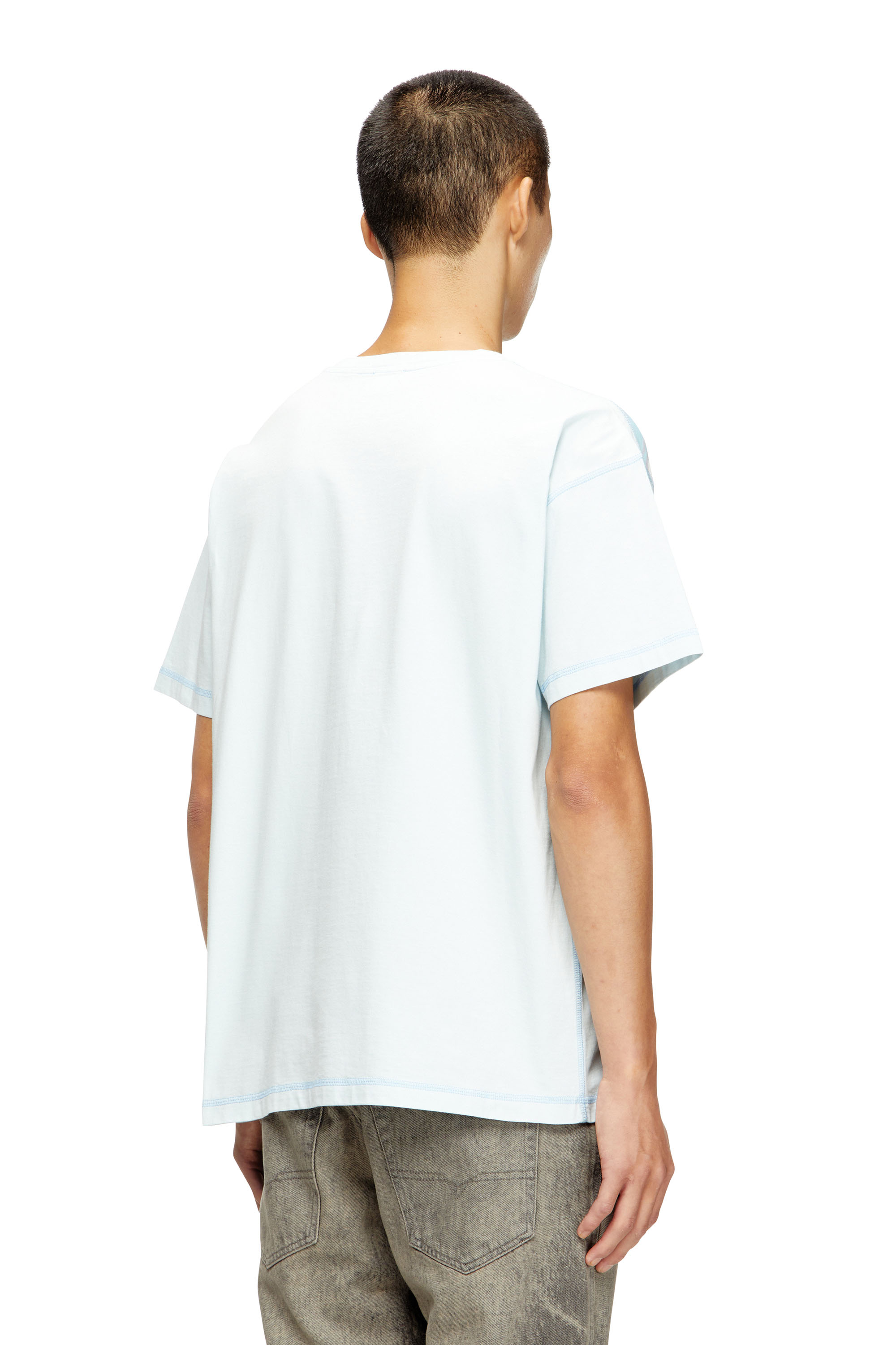 Diesel - T-GASPARD-IHBJ, Man's T-shirt with faded graphic print in Light Blue - 4