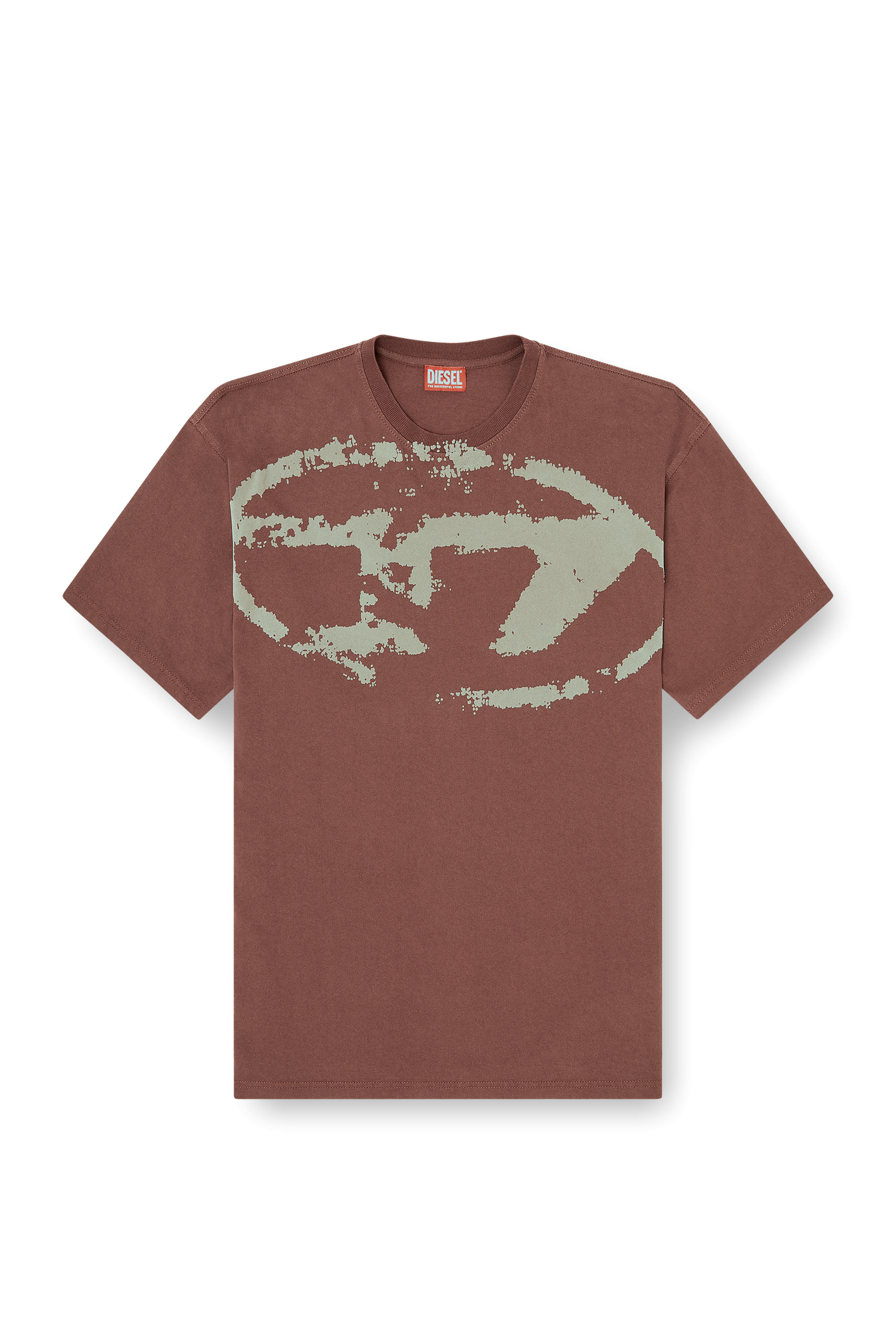 Diesel - T-BOXT-N14, Man's T-shirt with distressed flocked logo in Brown - 3