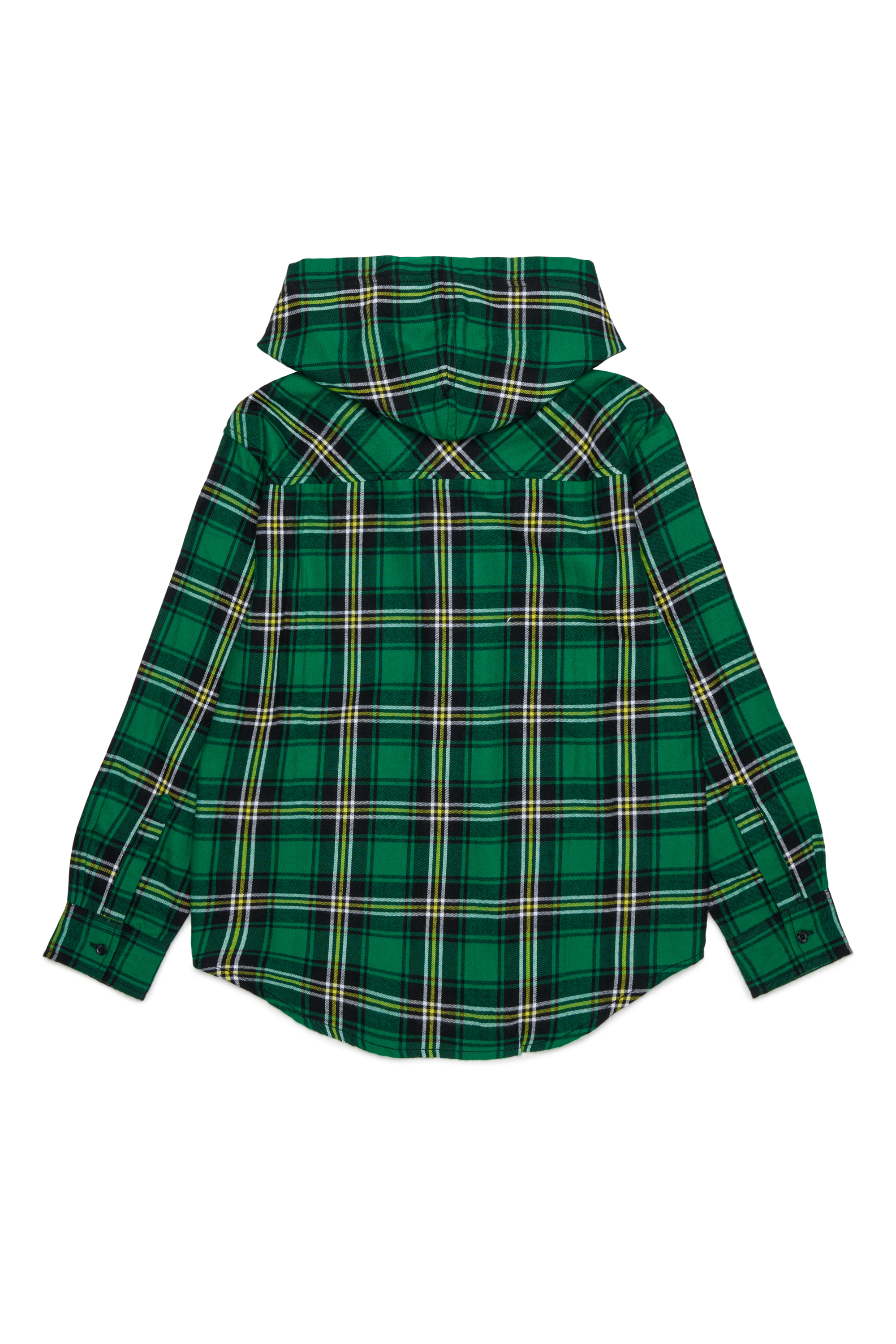 Diesel - CHECK OVER, Man's Hooded check shirt with Oval D embroidery in Green - 2