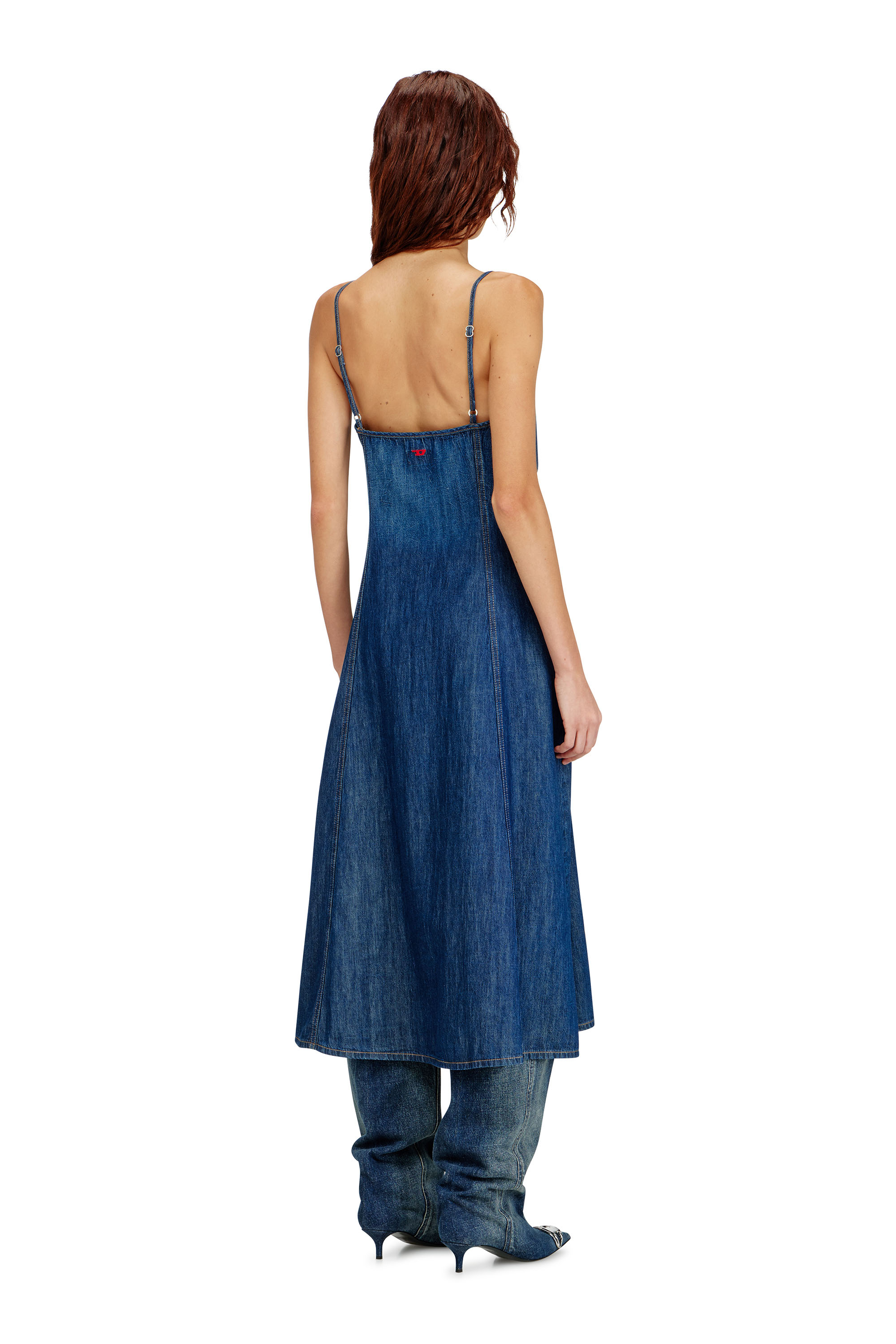 Diesel - DE-BELD-D, Woman's Midi dress in clean-wash denim in Medium blue - 4