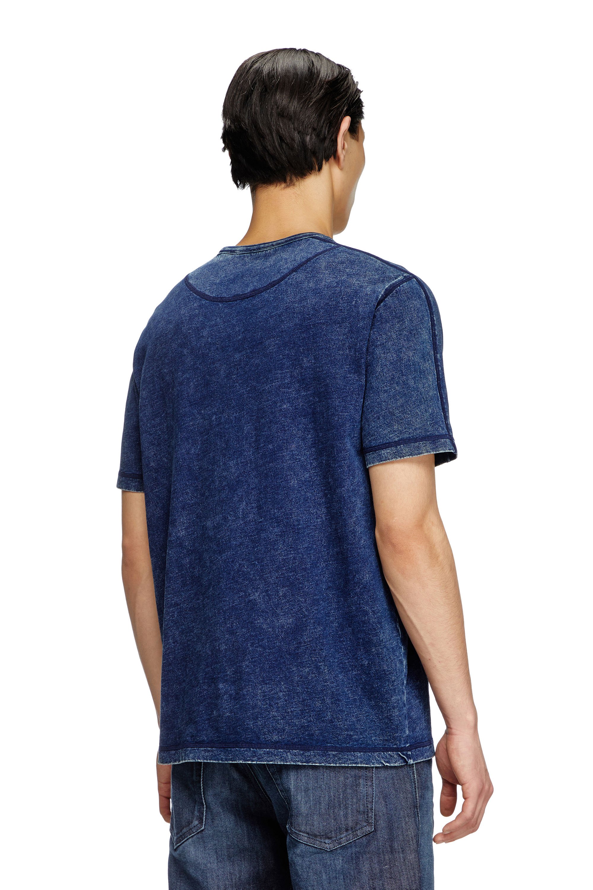 Diesel - T-ADJIND, Man's Denim-look jersey T-shirt in Blue - 3