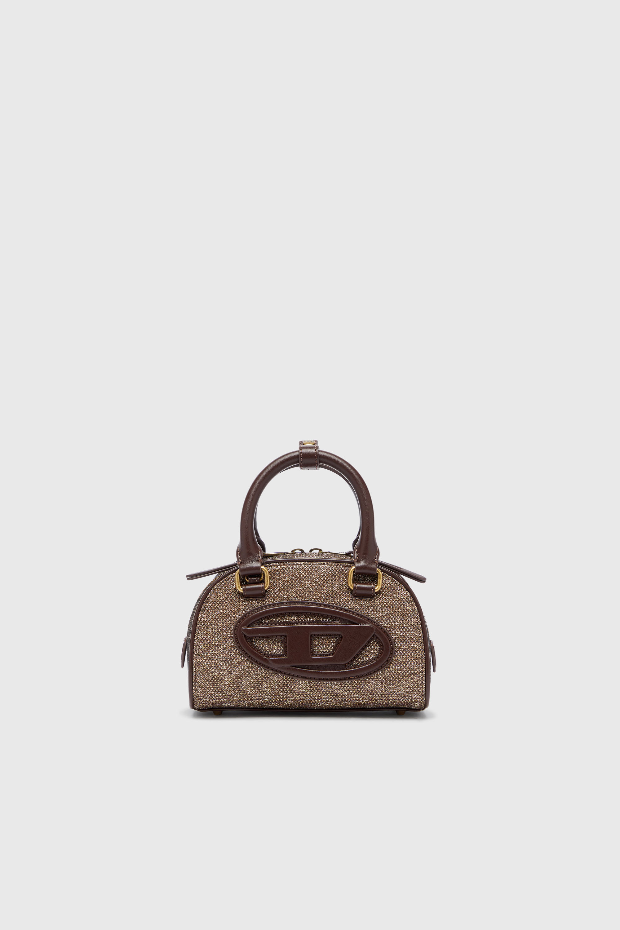 Diesel - 1DR DOME CROSSBODY, Woman's 1DR Dome- Small bowling bag in Lurex fabric in Brown - 1