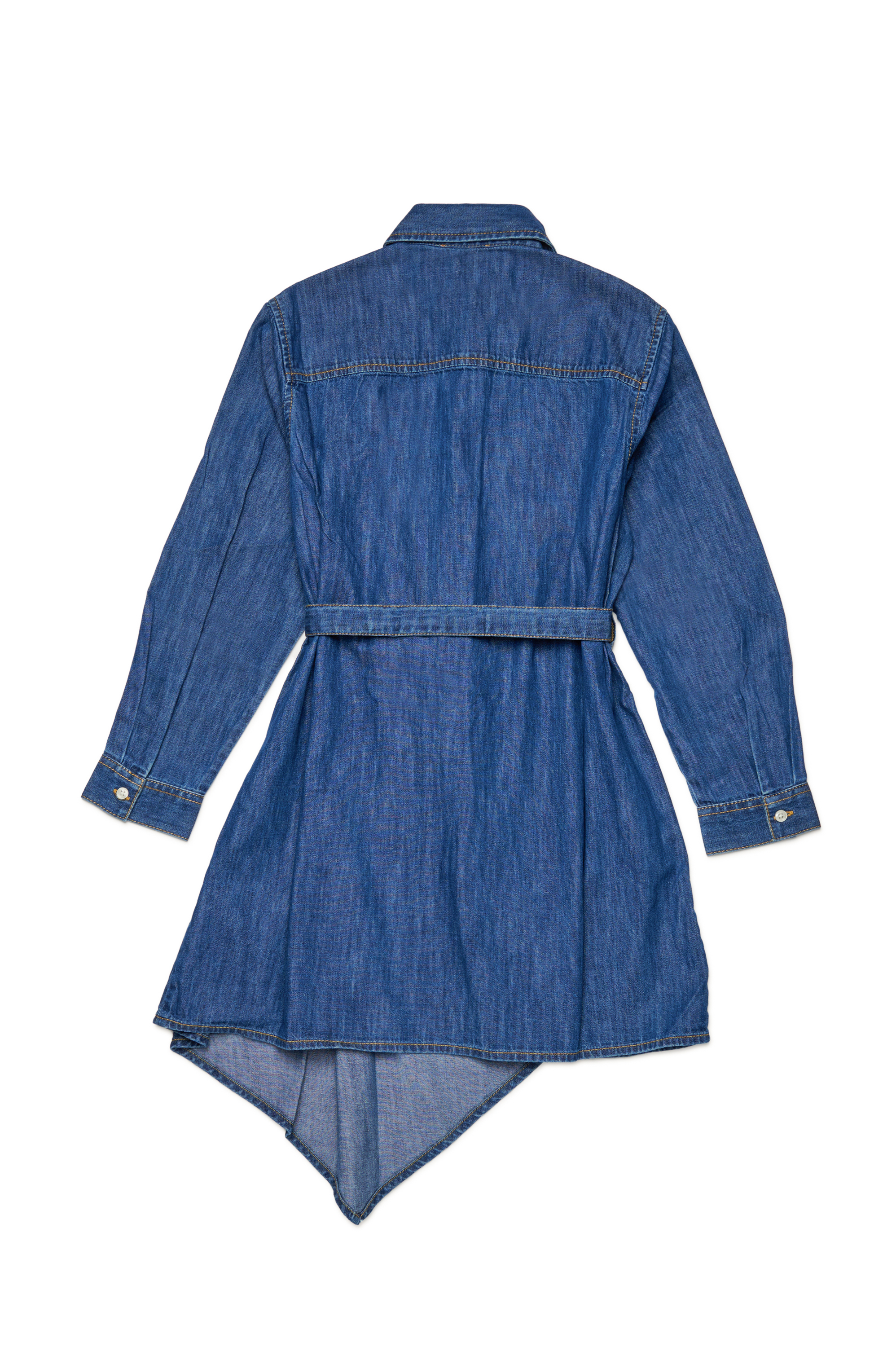 Diesel - DETRISS, Woman's Denim shirt dress with asymmetric hem in Medium blue - 2