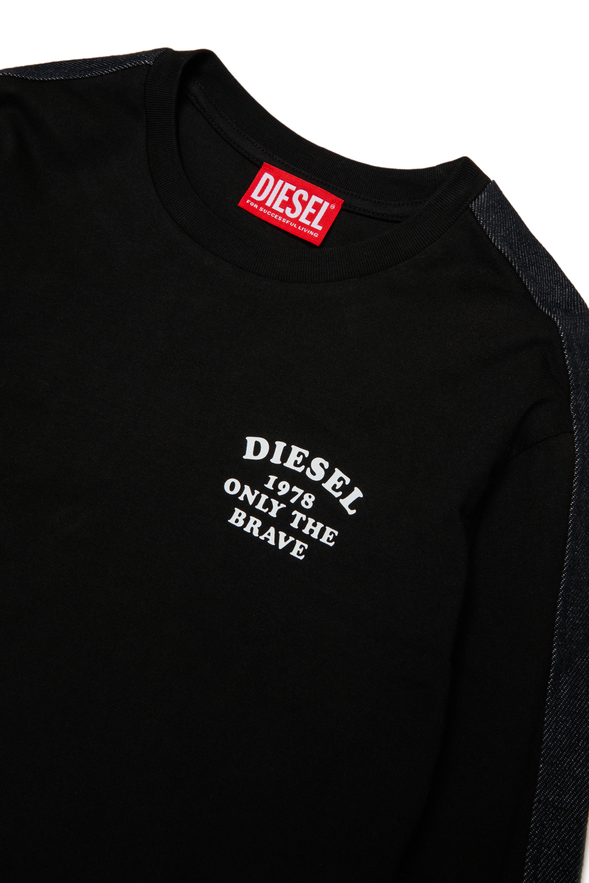 Diesel - TEAN OVER, Man's Long-sleeve T-shirt with logo and contrast bands in Black - 3