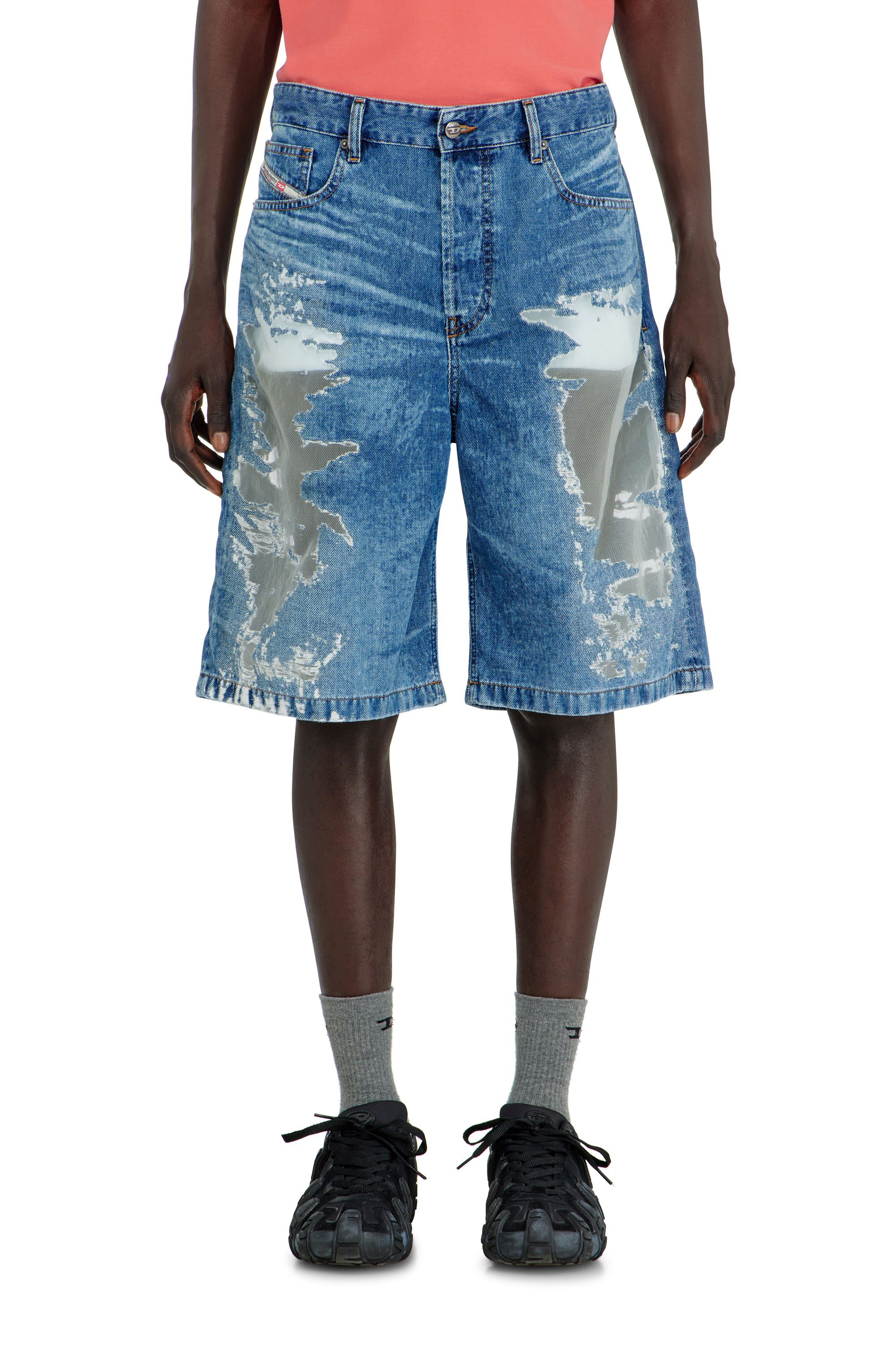 Diesel - PR-DE-SIRE-SHORT, Unisex's Shorts in devor&eacute; denim in Medium blue - 4