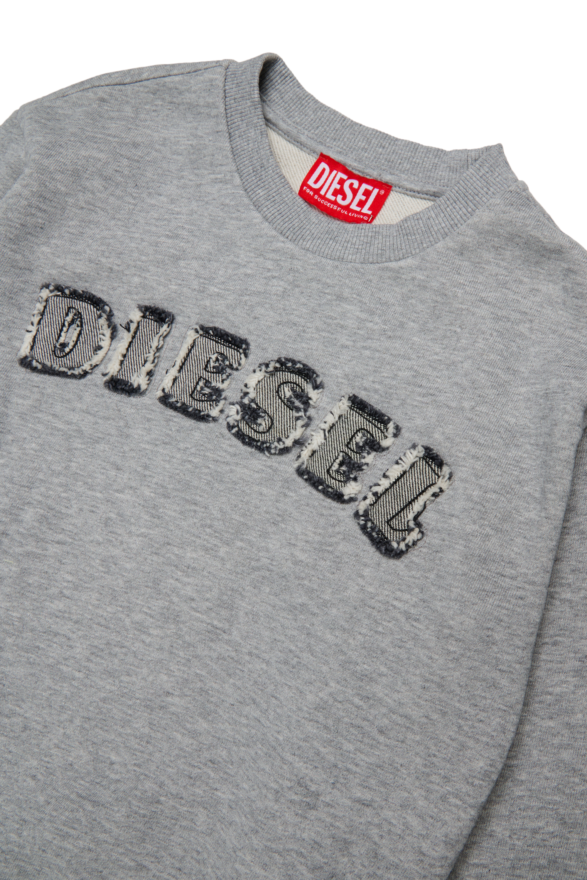 Diesel - SJEANS OVER, Man's Sweatshirt with frayed logo letters in Grey - 3