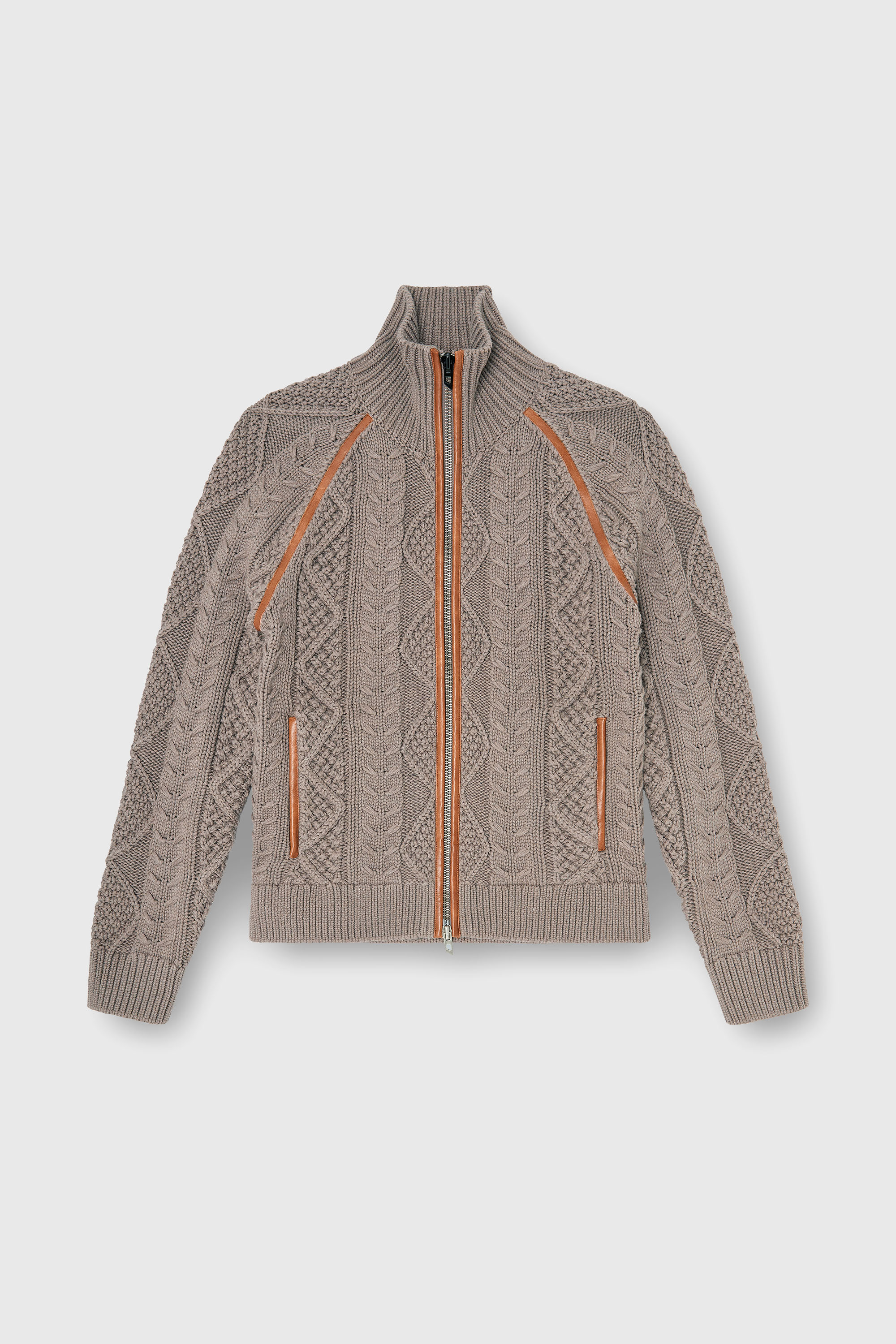 Diesel - K-INOKI, Man's Zip cardigan in cable knit in Grey - 2