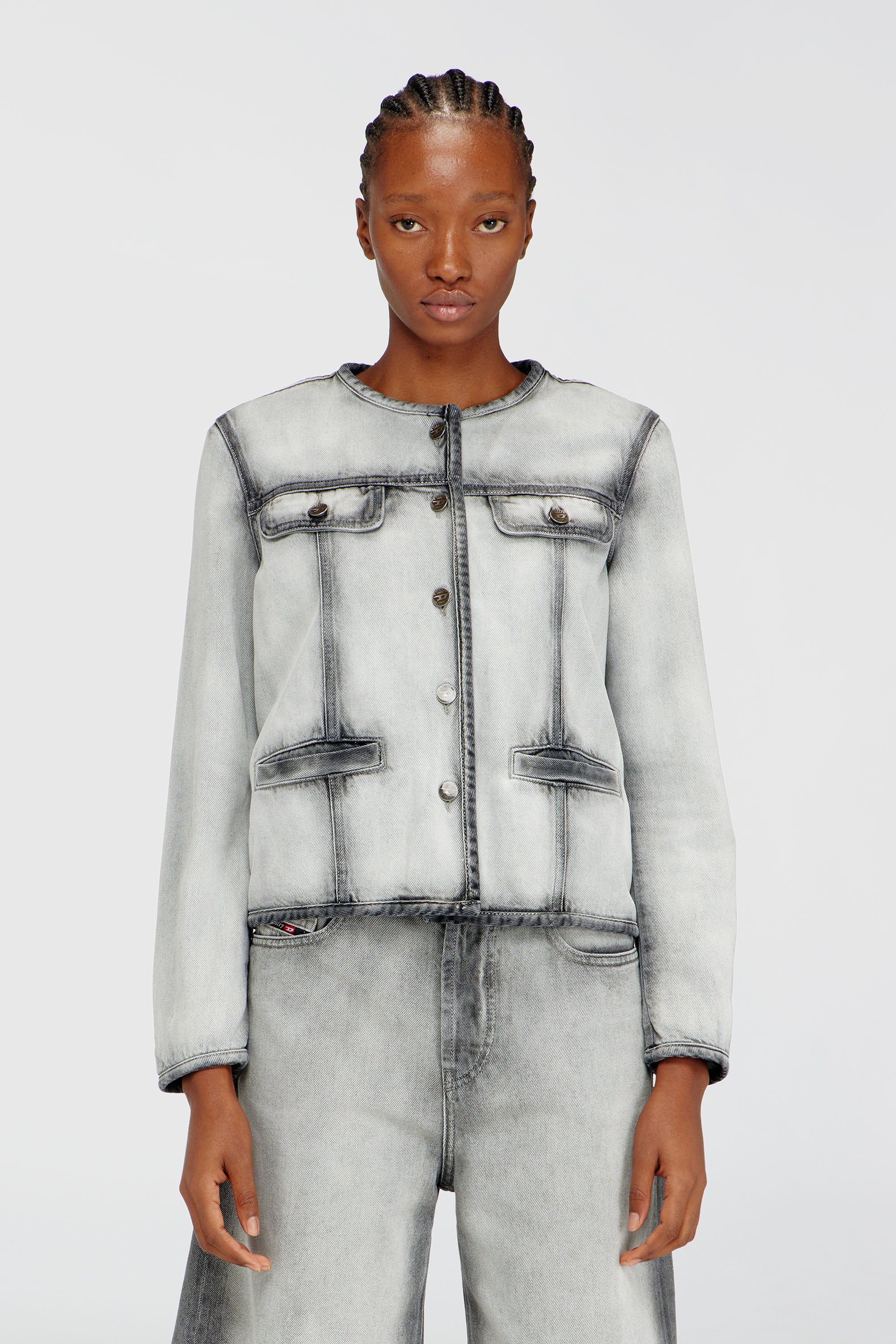 Diesel - DE-GRAFY-FSI, Woman's Jacket in soft skeleton denim in Grey - 1