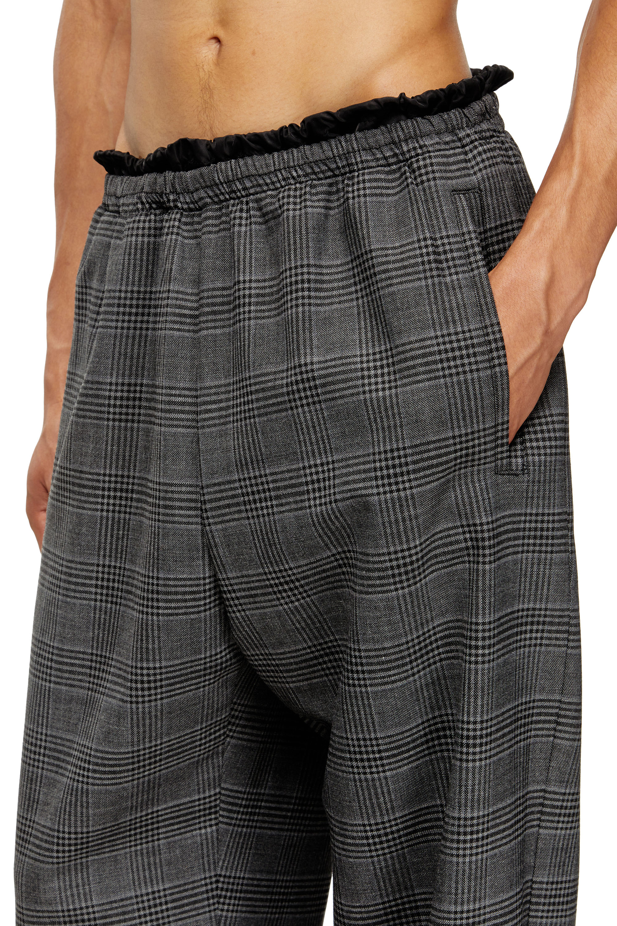 P-TILSON, Black/Grey Diesel - P-TILSON, Man's Wool pants with a drawstring waist in Black/Grey - 5
